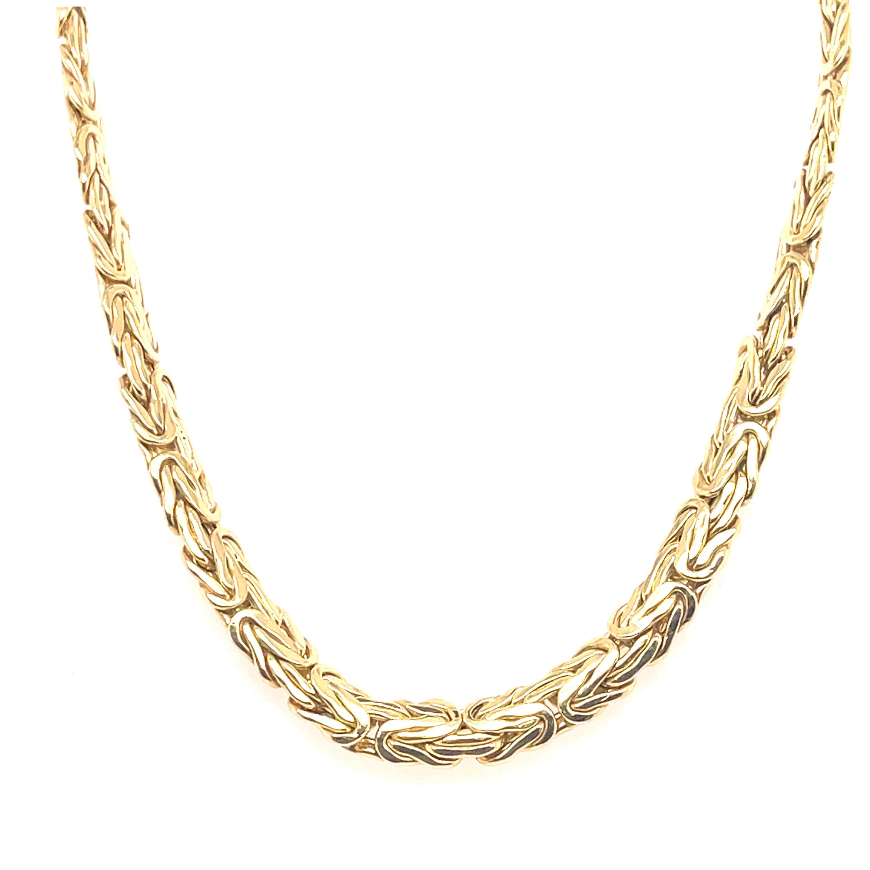 Interlocking Chain Gold Necklace 29 Inches 14 Karat Yellow Gold 54 Grams For Sale