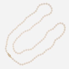Japanese Cultured Pearl Yellow Gold Necklace