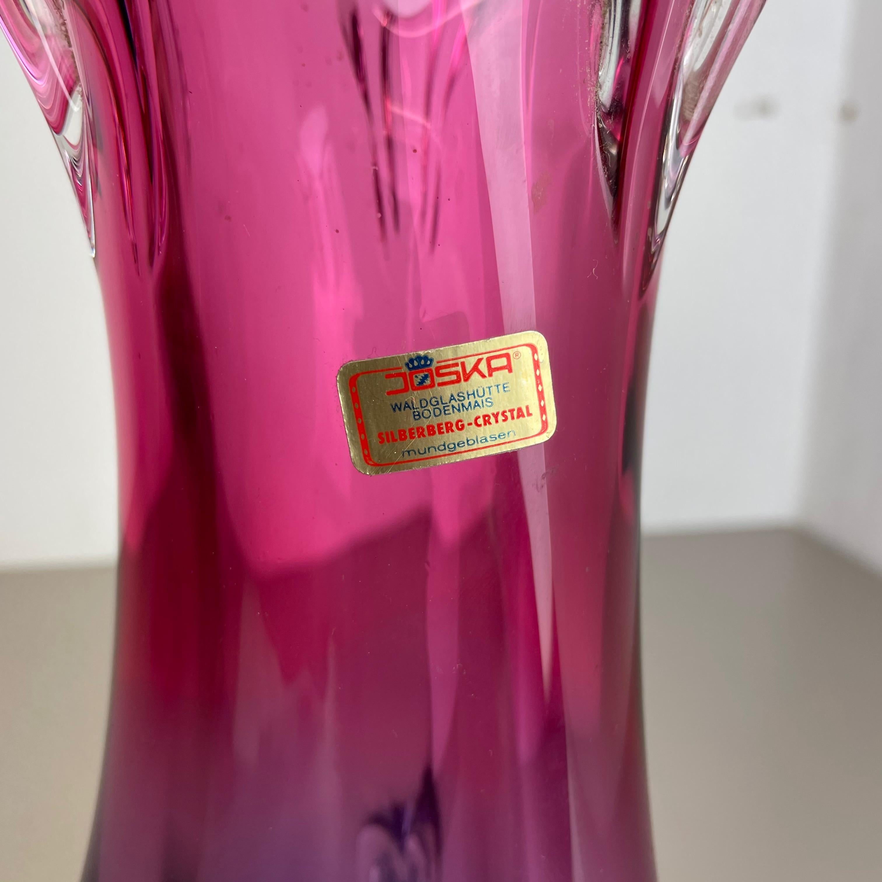 2.9 Kg Vintage Pink Purple Hand Blown Crystal Glass Vase by Joska, Germany, 1970 For Sale 4