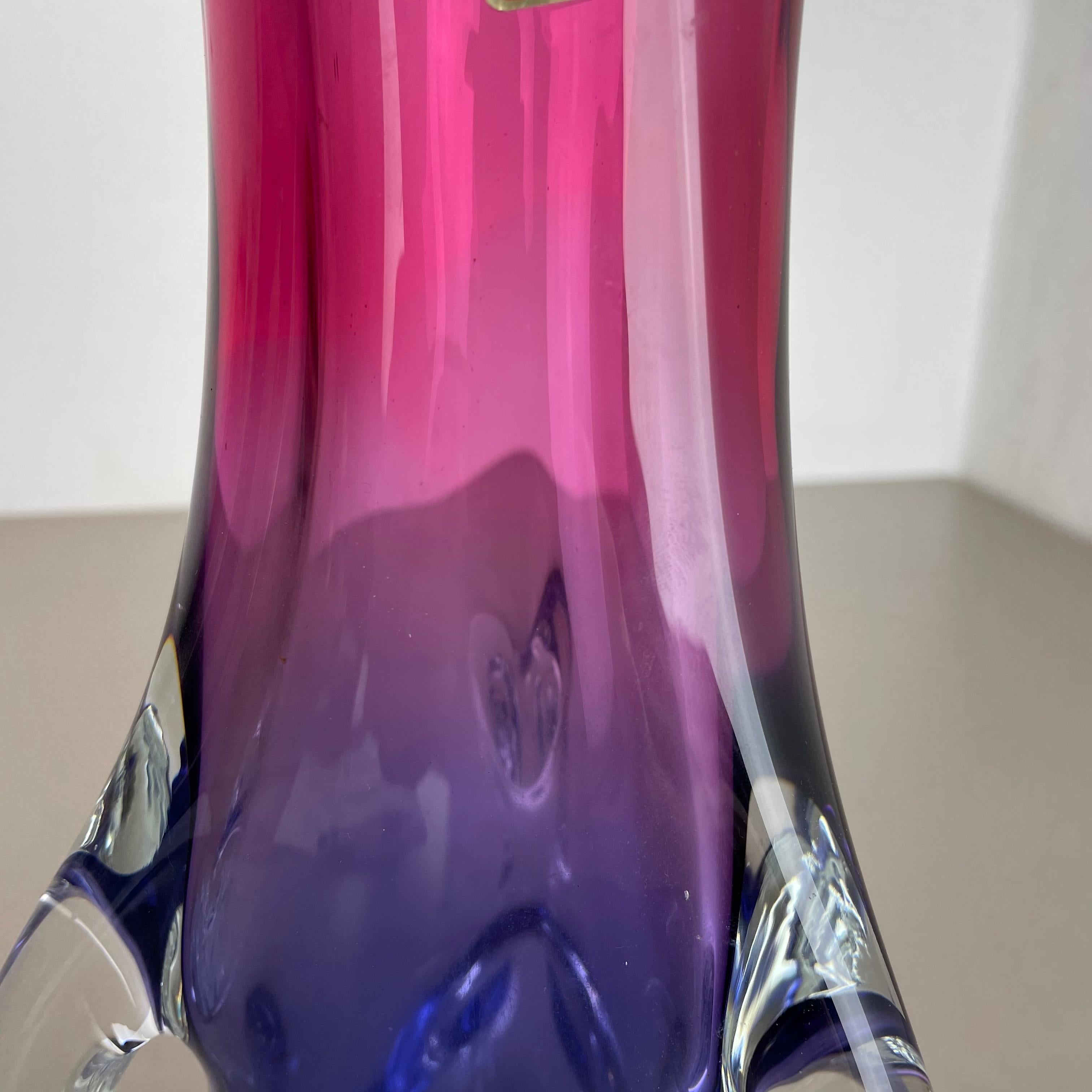 2.9 Kg Vintage Pink Purple Hand Blown Crystal Glass Vase by Joska, Germany, 1970 For Sale 5