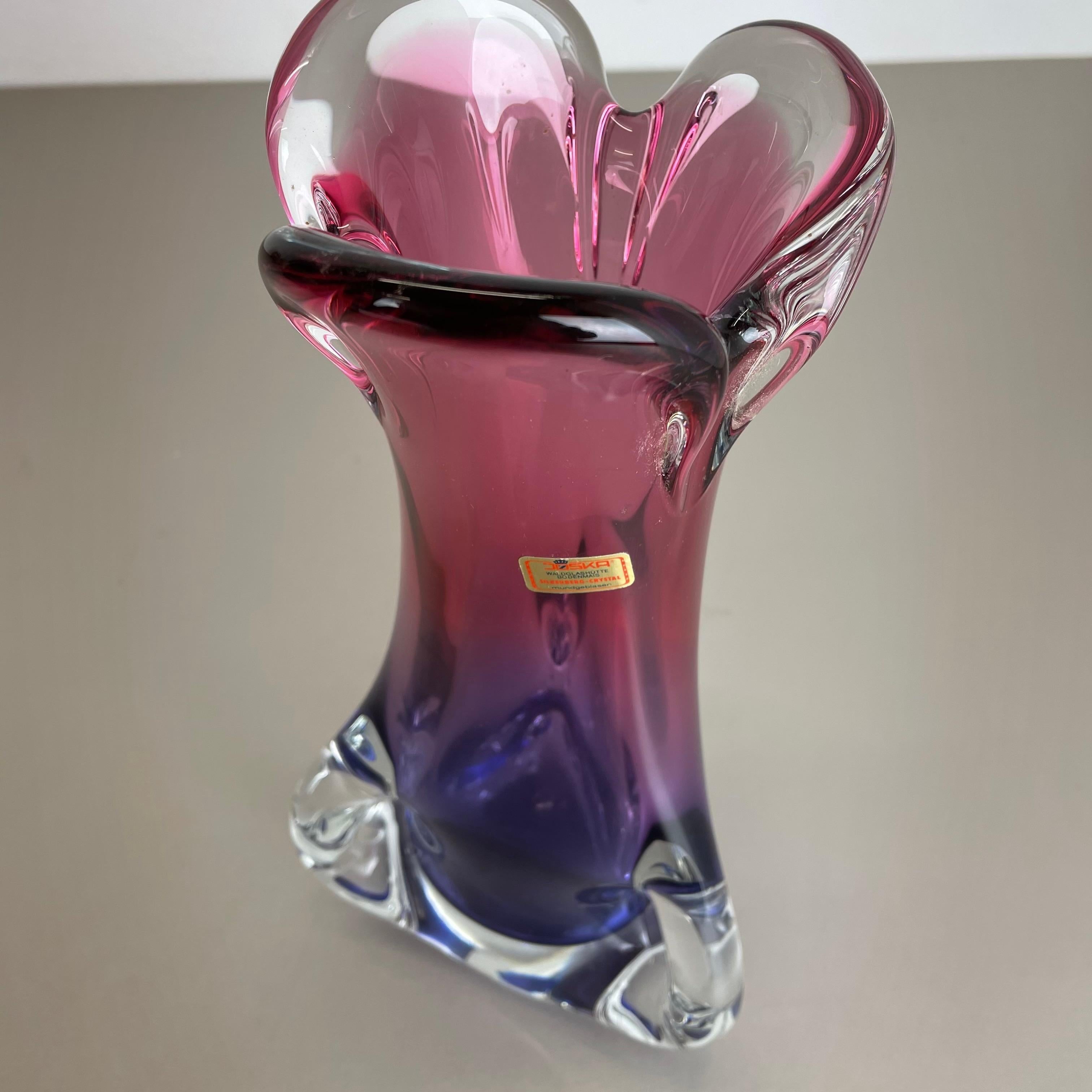2.9 Kg Vintage Pink Purple Hand Blown Crystal Glass Vase by Joska, Germany, 1970 For Sale 6