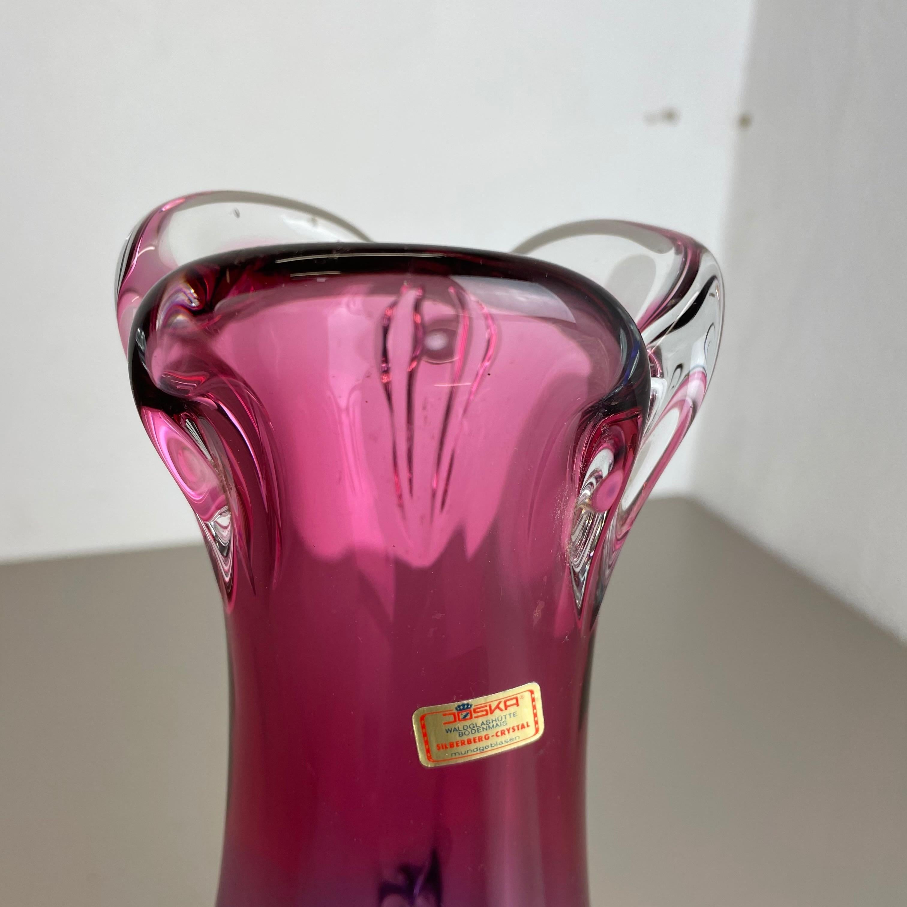 2.9 Kg Vintage Pink Purple Hand Blown Crystal Glass Vase by Joska, Germany, 1970 For Sale 7