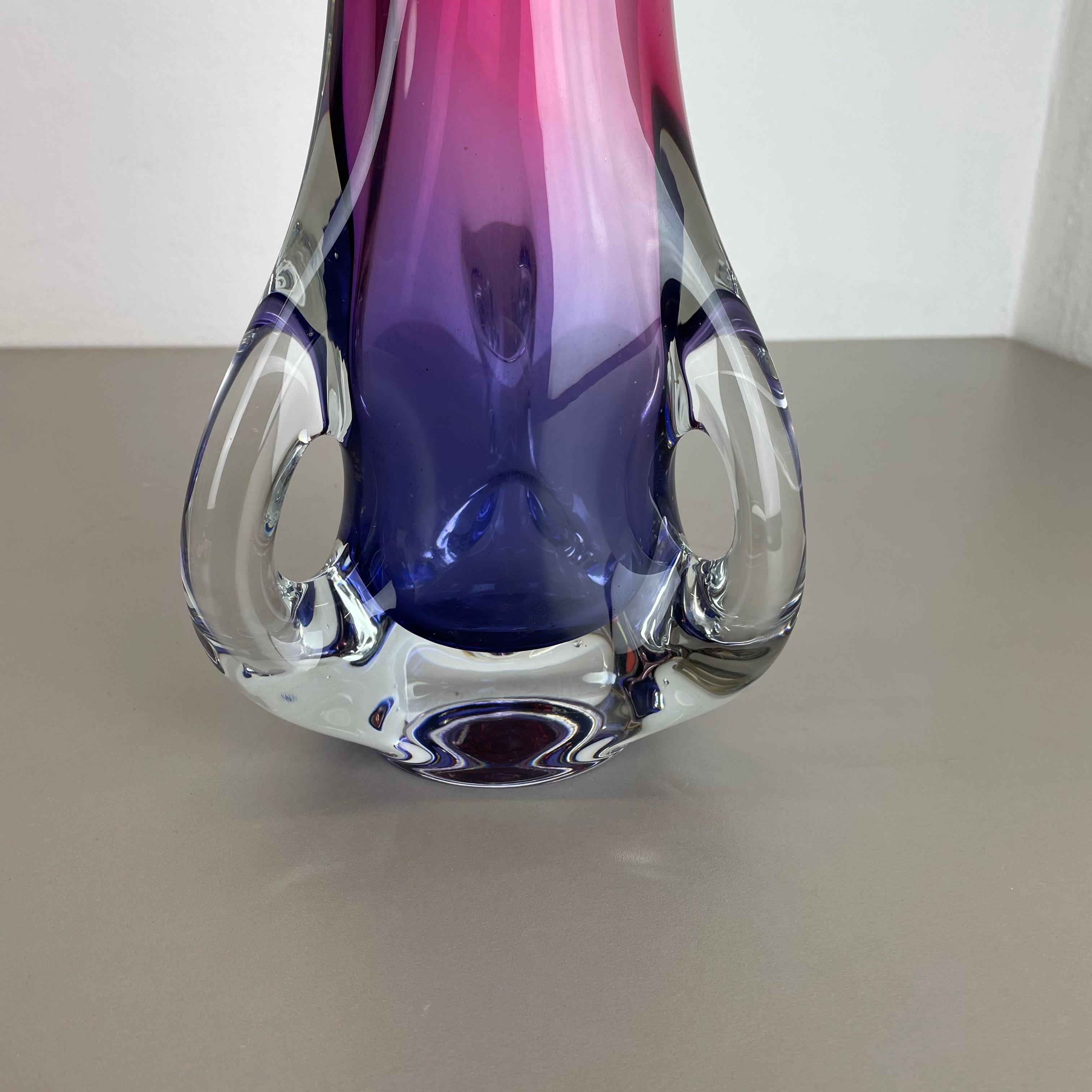 2.9 Kg Vintage Pink Purple Hand Blown Crystal Glass Vase by Joska, Germany, 1970 For Sale 9