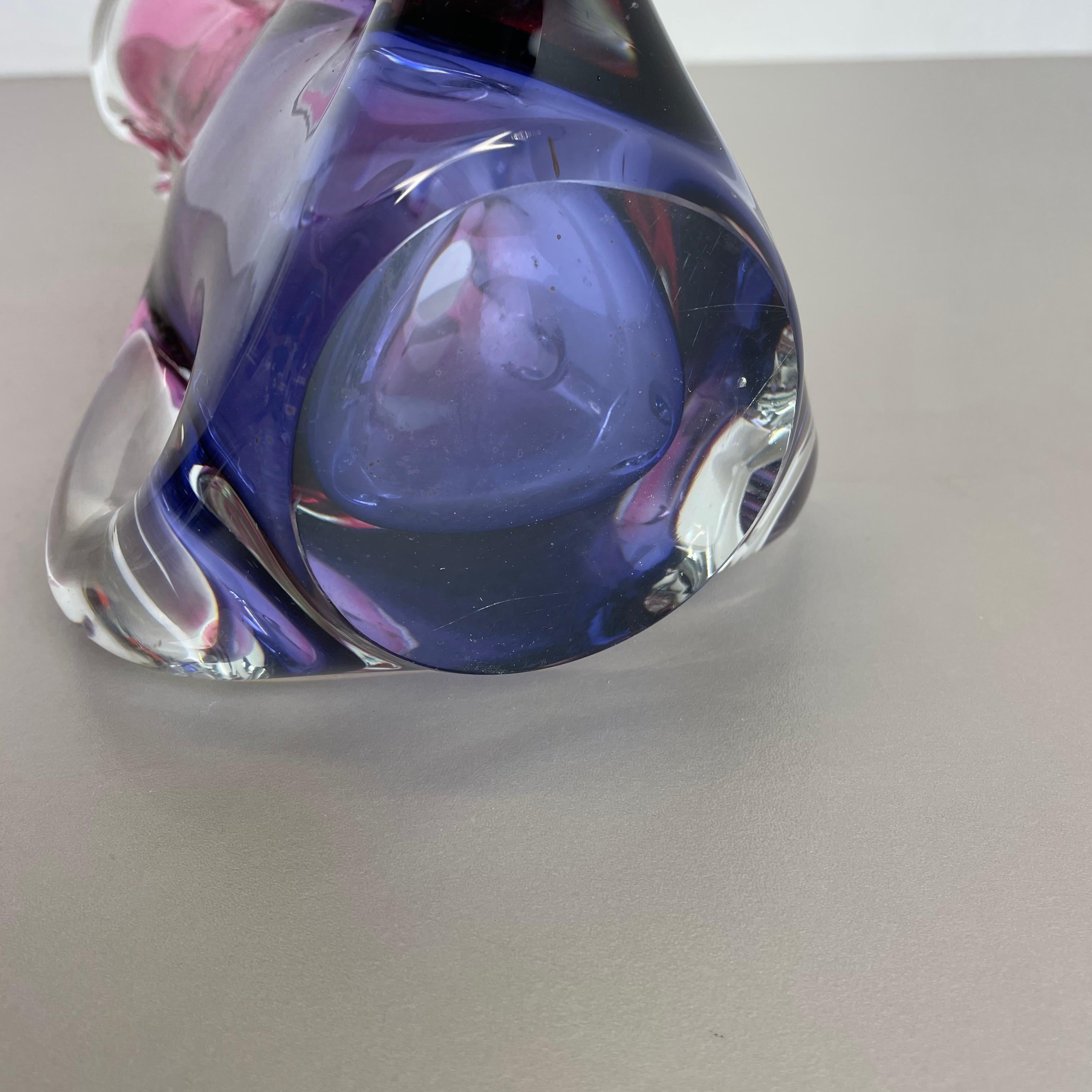 2,9 Kg Vintage-Vase aus mundgeblasenem Kristallglas in Rosa und Lila von Joska, Deutschland, 1970 im Angebot 13