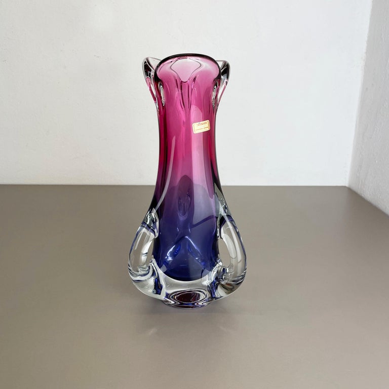 2,9 Kg Vintage Pink Purple Hand Blown Crystal Glass Vase by Joska ...