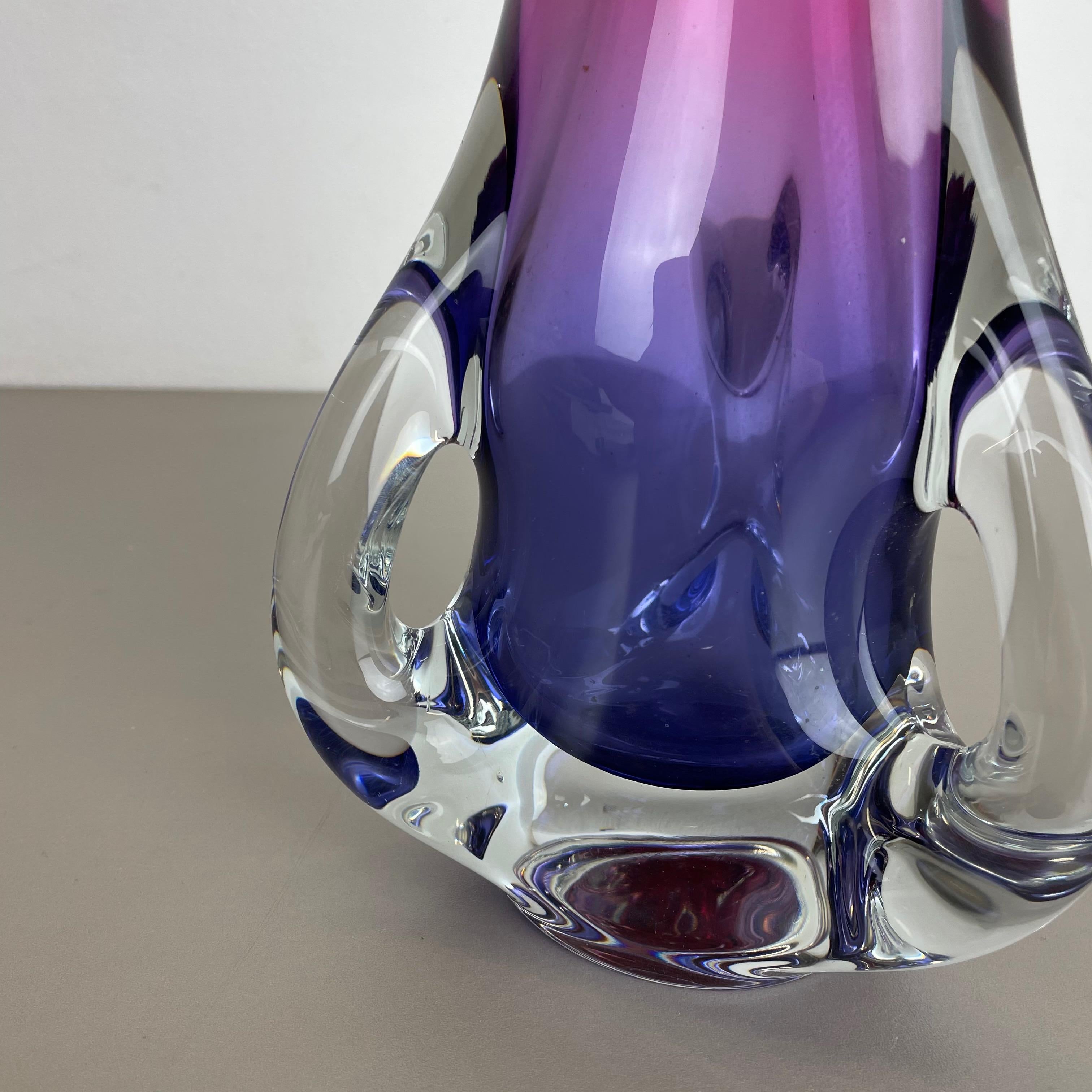 2.9 Kg Vintage Pink Purple Hand Blown Crystal Glass Vase by Joska, Germany, 1970 In Good Condition For Sale In Kirchlengern, DE