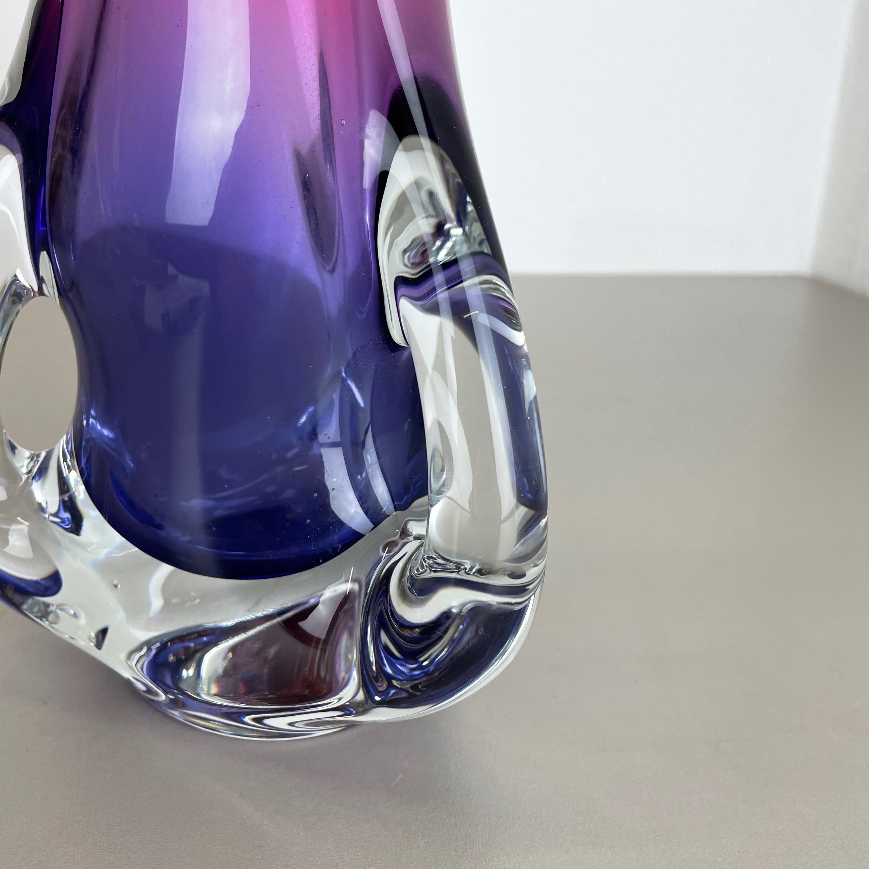 20th Century 2.9 Kg Vintage Pink Purple Hand Blown Crystal Glass Vase by Joska, Germany, 1970 For Sale