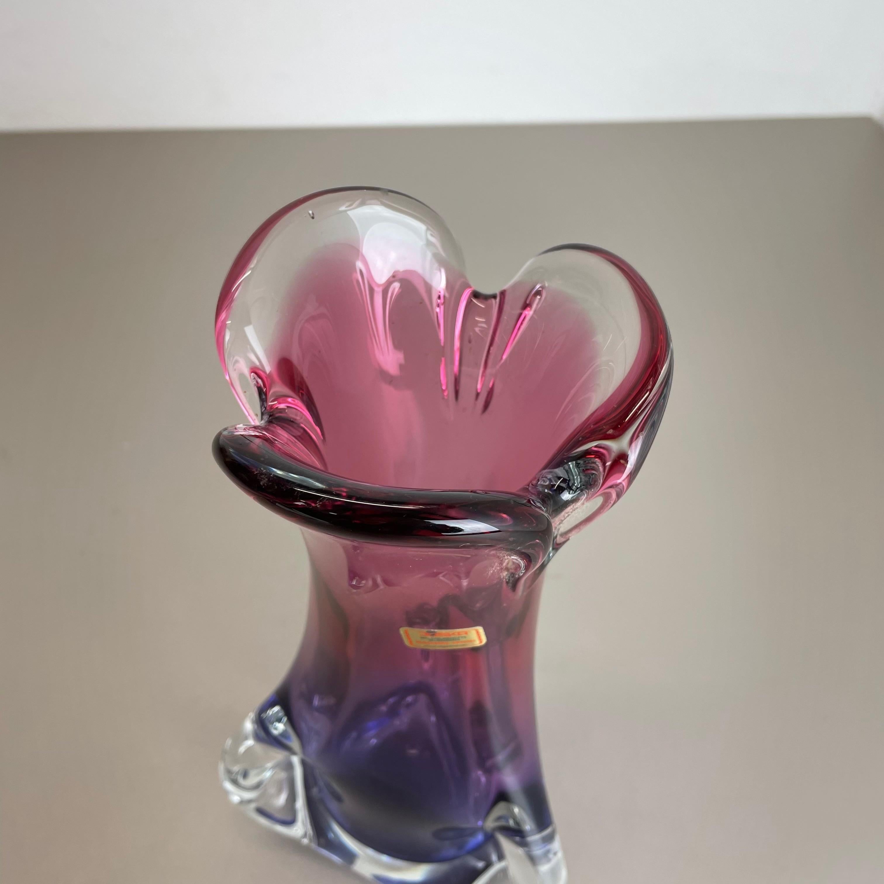 2.9 Kg Vintage Pink Purple Hand Blown Crystal Glass Vase by Joska, Germany, 1970 For Sale 2