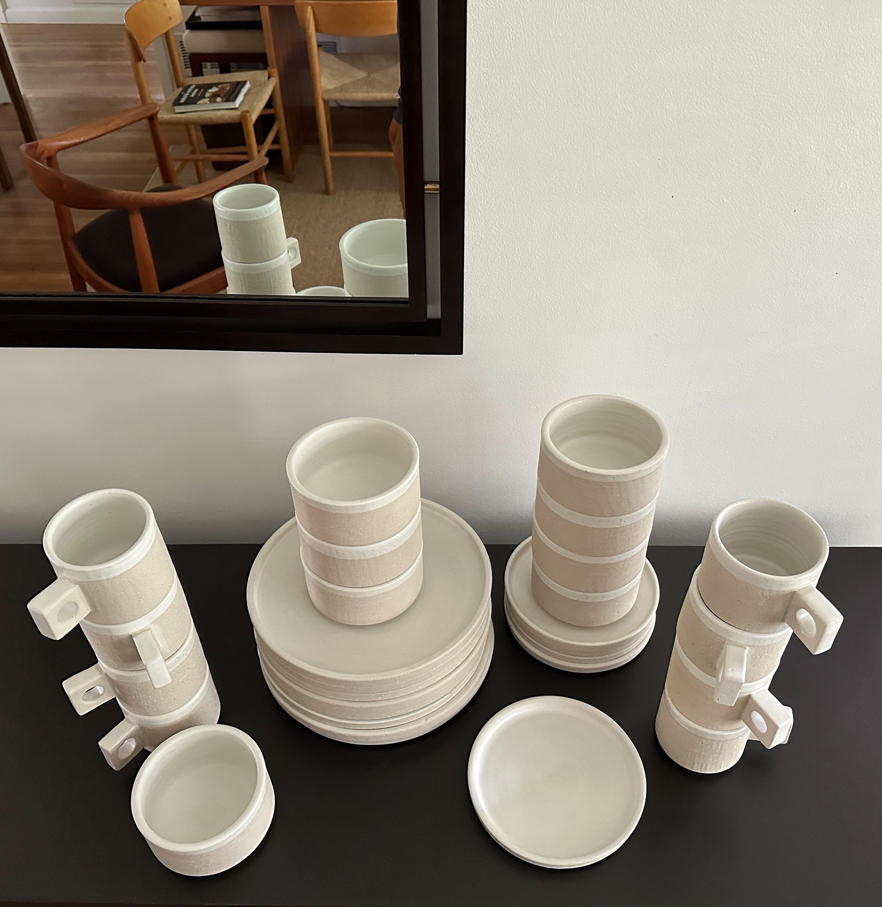 Hand-Crafted 29 Piece Set of Pottery Tableware Designed by Jonathan Adler, Brazilia Pattern For Sale