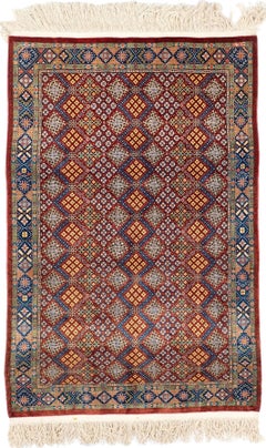Tapis Hereke noué à la main, 100 % soie, 2'9" x 4'10" – Tapis turc classique de luxe