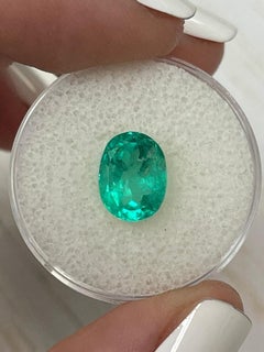 2.90 Carat 10x8mm Bluish Green Colombian Emerald Oval Cut - May Birthstone Gem