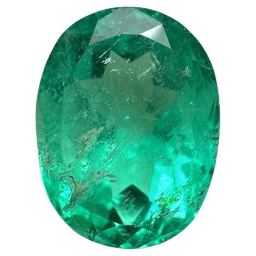 2,90 Quilates 10x8mm Esmeralda Colombiana Verde Azulada Talla Oval - Gema Natal de Mayo