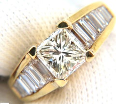 2.90 Carat 18 Karat Brilliant Princess Baguettes Diamond Ring Modern Deco Prime*