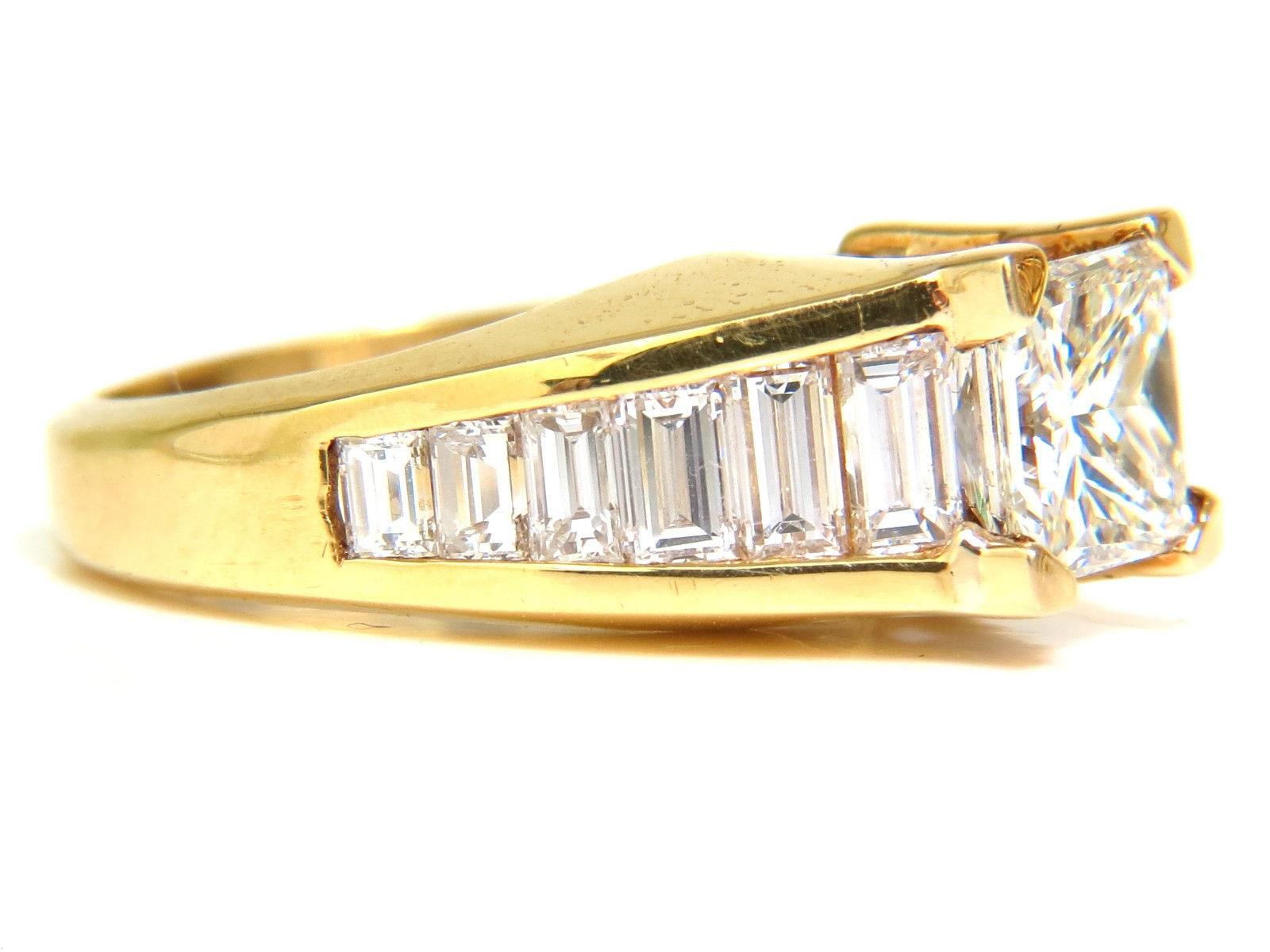 2.90 Carat 18 Karat Brilliant Princess Baguettes Diamond Ring Modern Deco Prime In New Condition For Sale In New York, NY