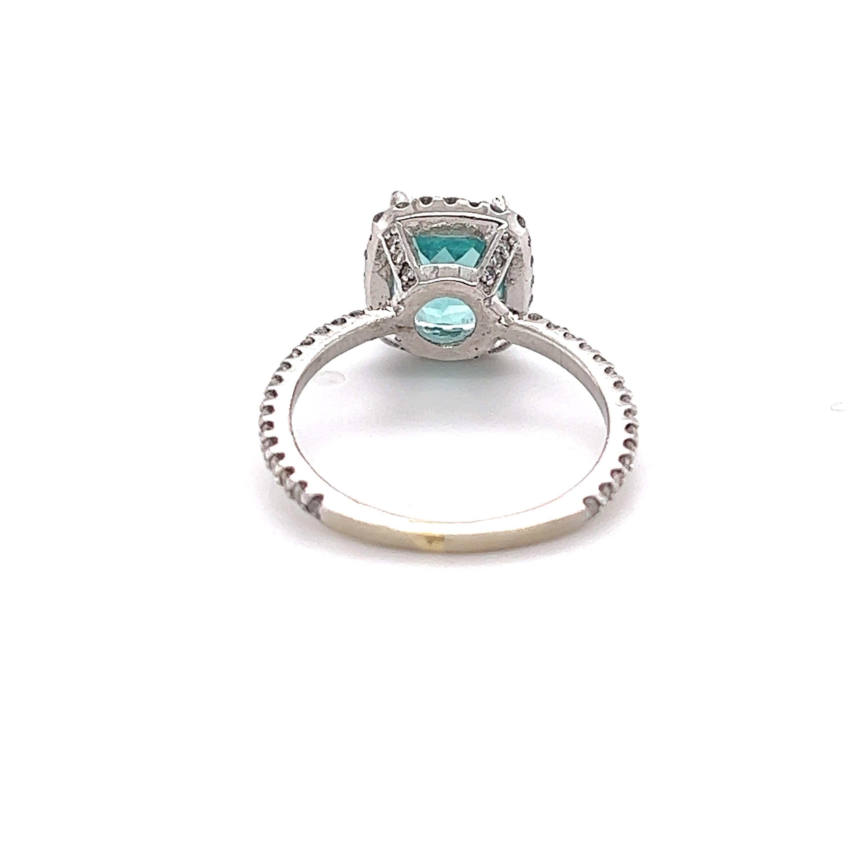 Contemporary 2.90 Carat Apatite Diamond White Gold Ring For Sale