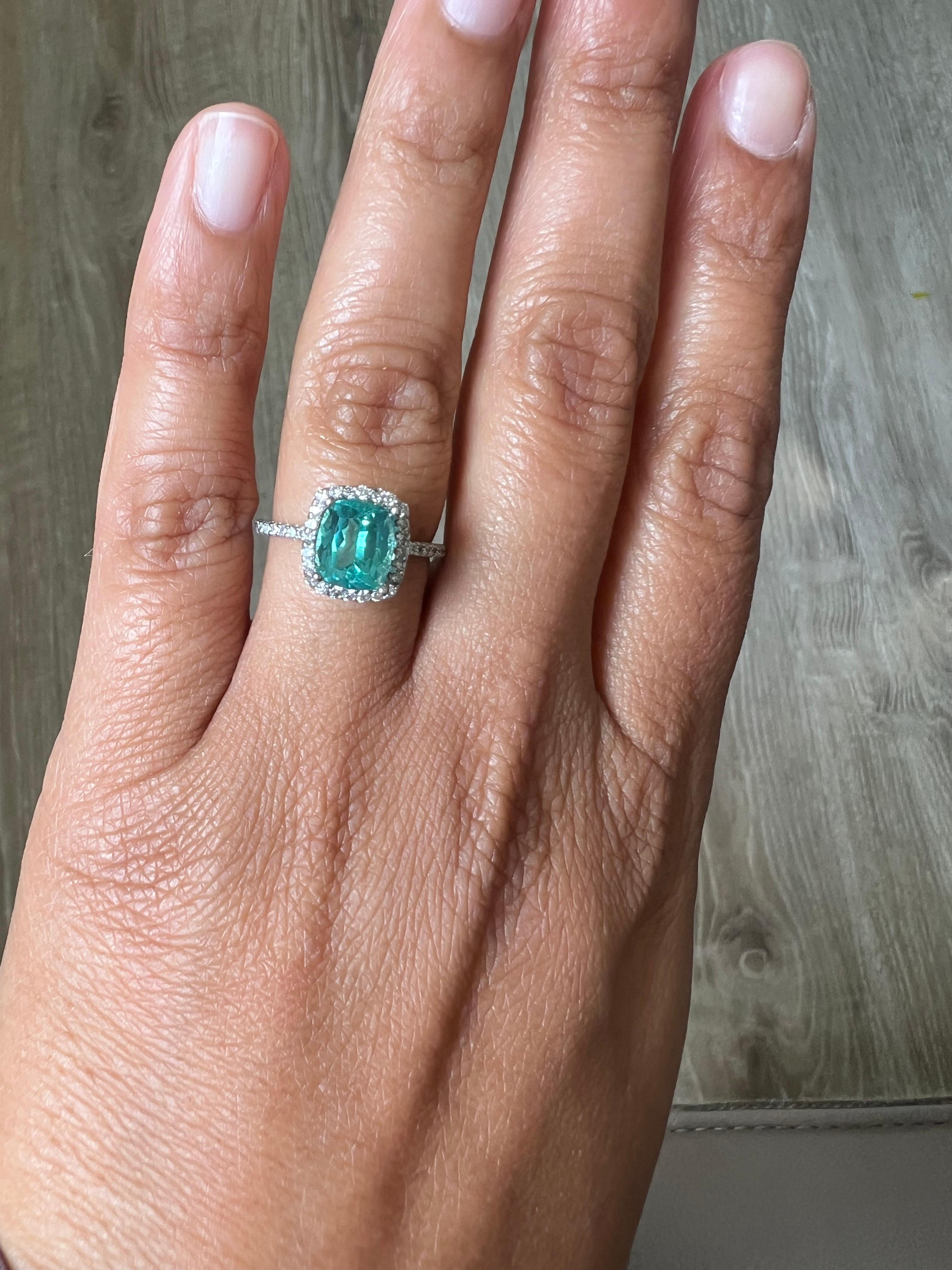 Oval Cut 2.90 Carat Apatite Diamond White Gold Ring For Sale