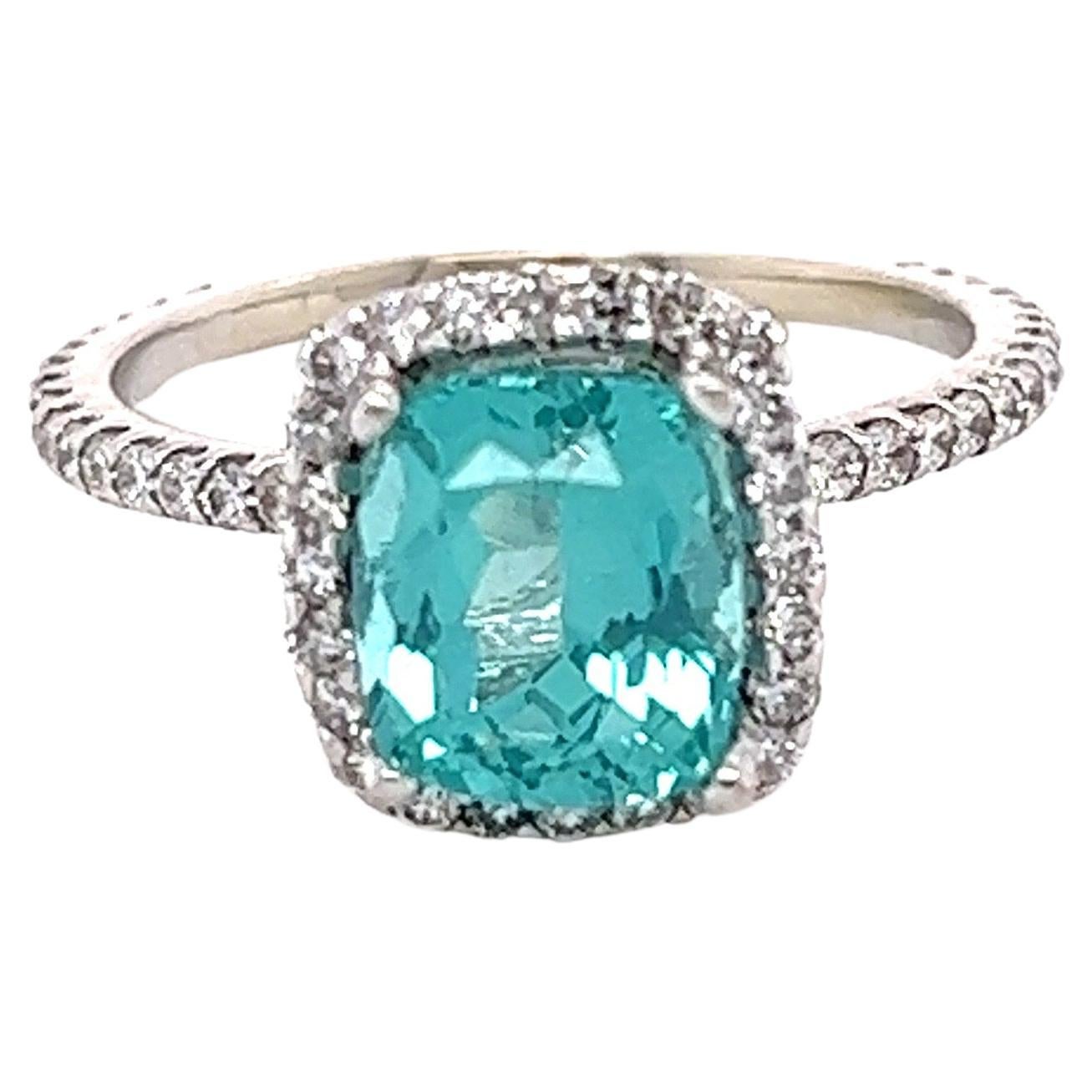 2.90 Carat Apatite Diamond White Gold Ring For Sale