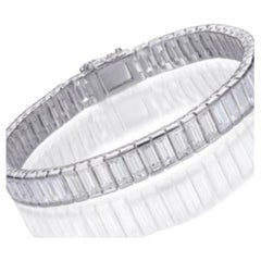 Bracelet tennis de créateur en argent sterling avec zirconia cubique taille baguette 29,0 carats