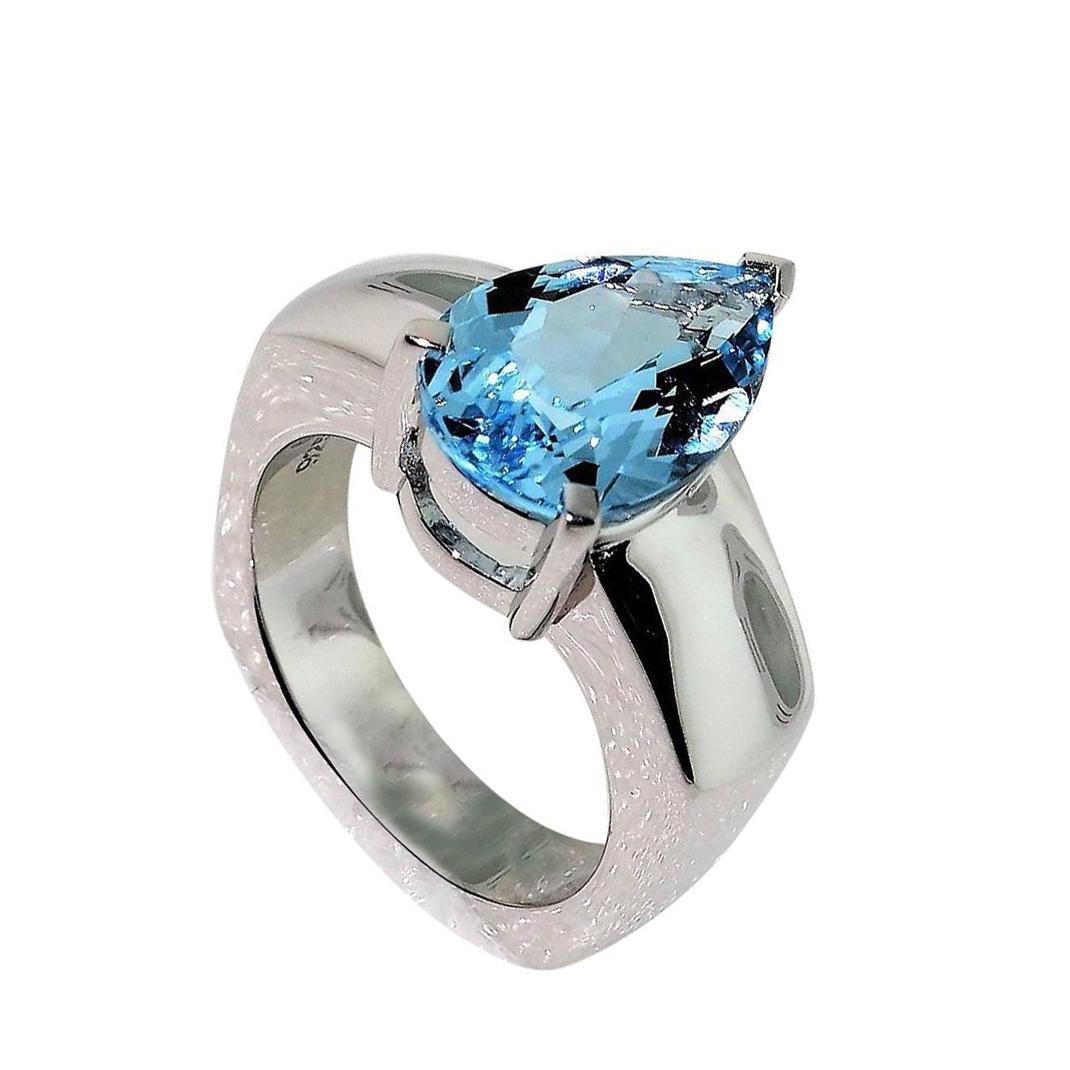 2,90 Karat Blauer Topas Diamant Solitär Ring Estate Fine Jewelry (Moderne) im Angebot