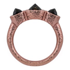 2.90 Carat Champange Diamond Rose Gold Hammered Ring