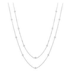 2.90 Carat Diamond by the Yard Necklace G SI 14 Karat White Gold 30 Stations