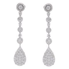 2,90 carati di diamante Pave Dangle Orecchini in oro bianco 18 carati Gioielli fatti a mano