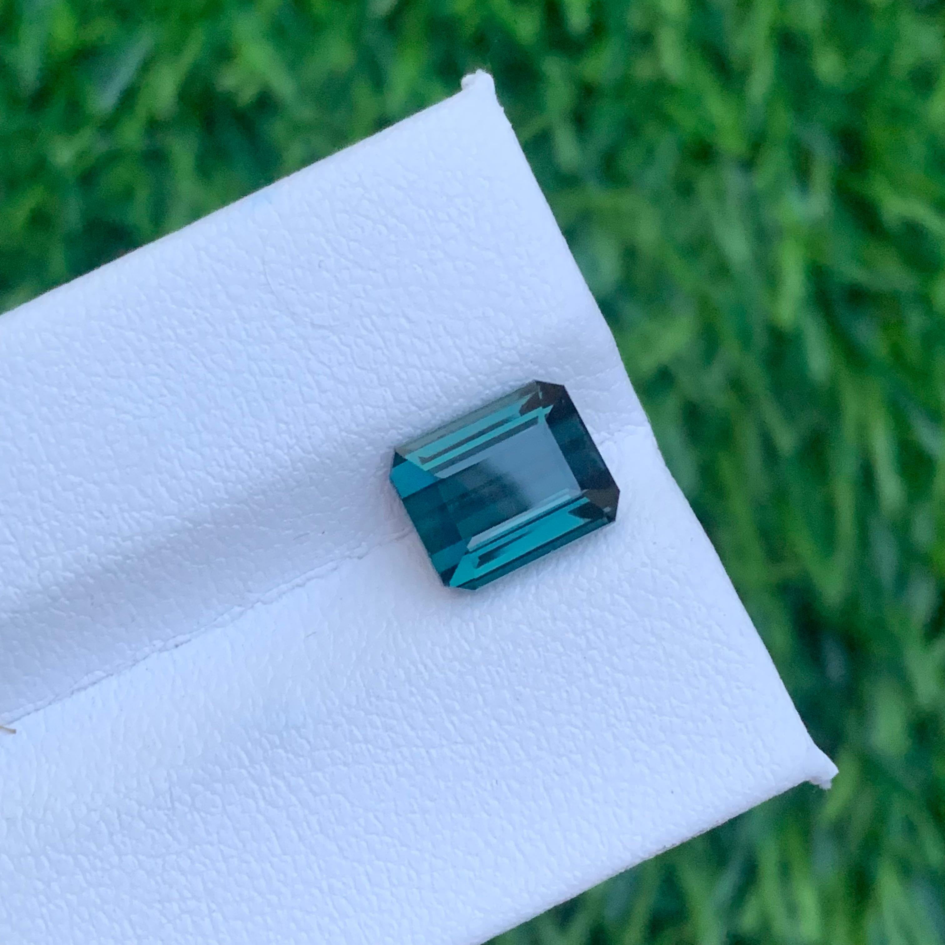 2.90 Carat Emerald Cut Natural Blue Indicolite Tourmaline Emerald Cut Kunar Mine For Sale 4