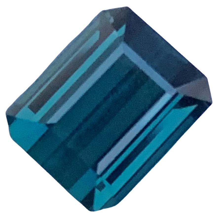2.90 Carat Emerald Cut Natural Blue Indicolite Tourmaline Emerald Cut Kunar Mine For Sale