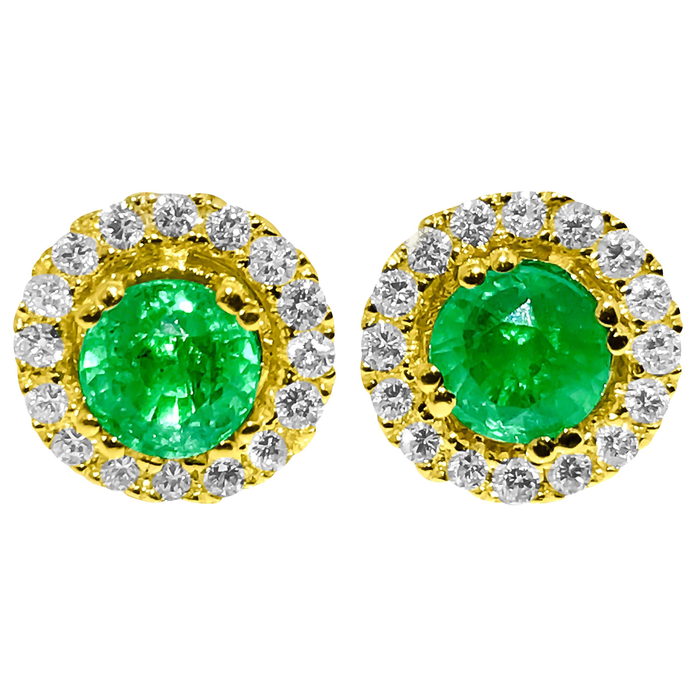 2.50 Carat Emerald Diamond Jacket Stud Earrings For Sale at 1stDibs