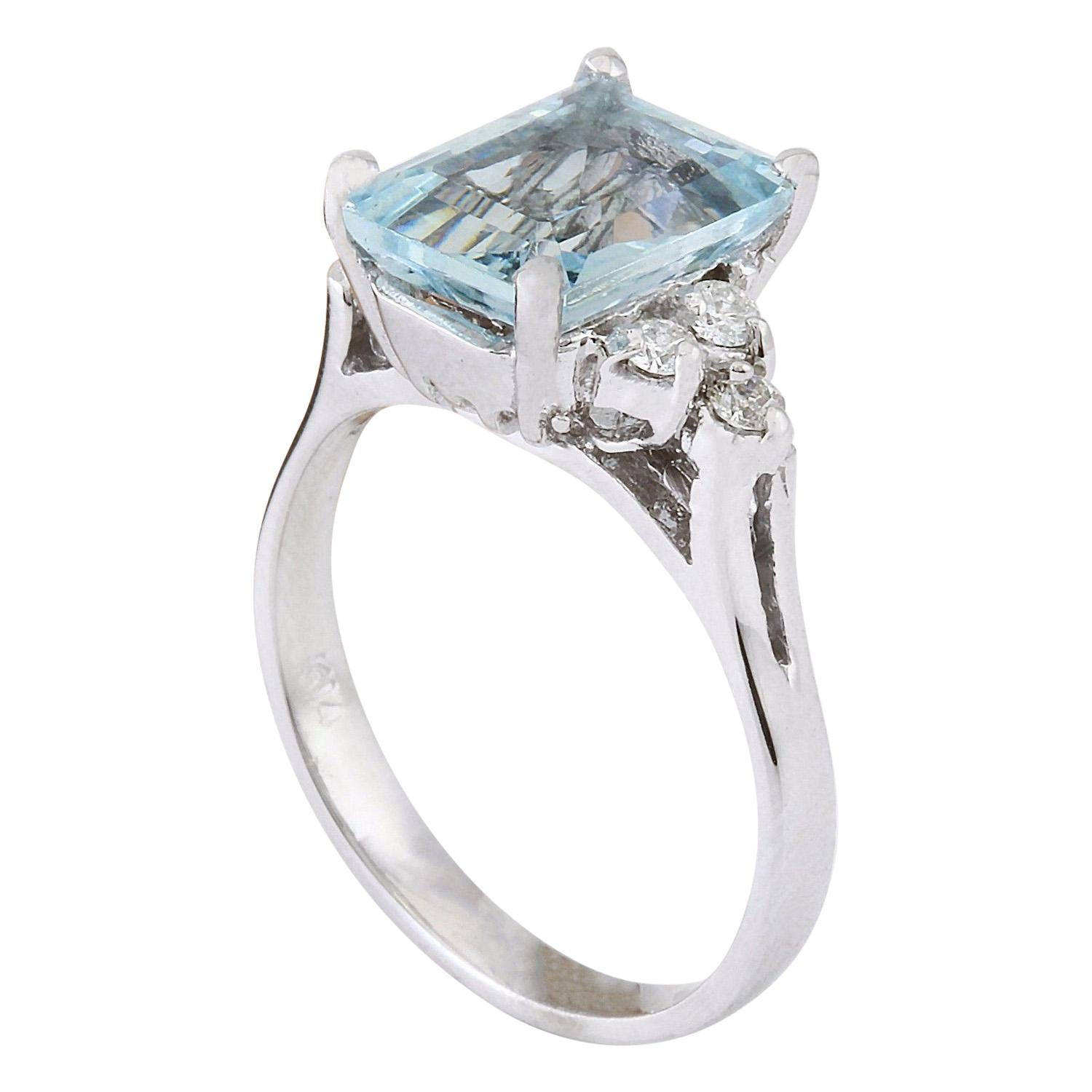 2.90 Carat Natural Aquamarine 14 Karat Solid White Gold Diamond Ring In New Condition For Sale In Los Angeles, CA