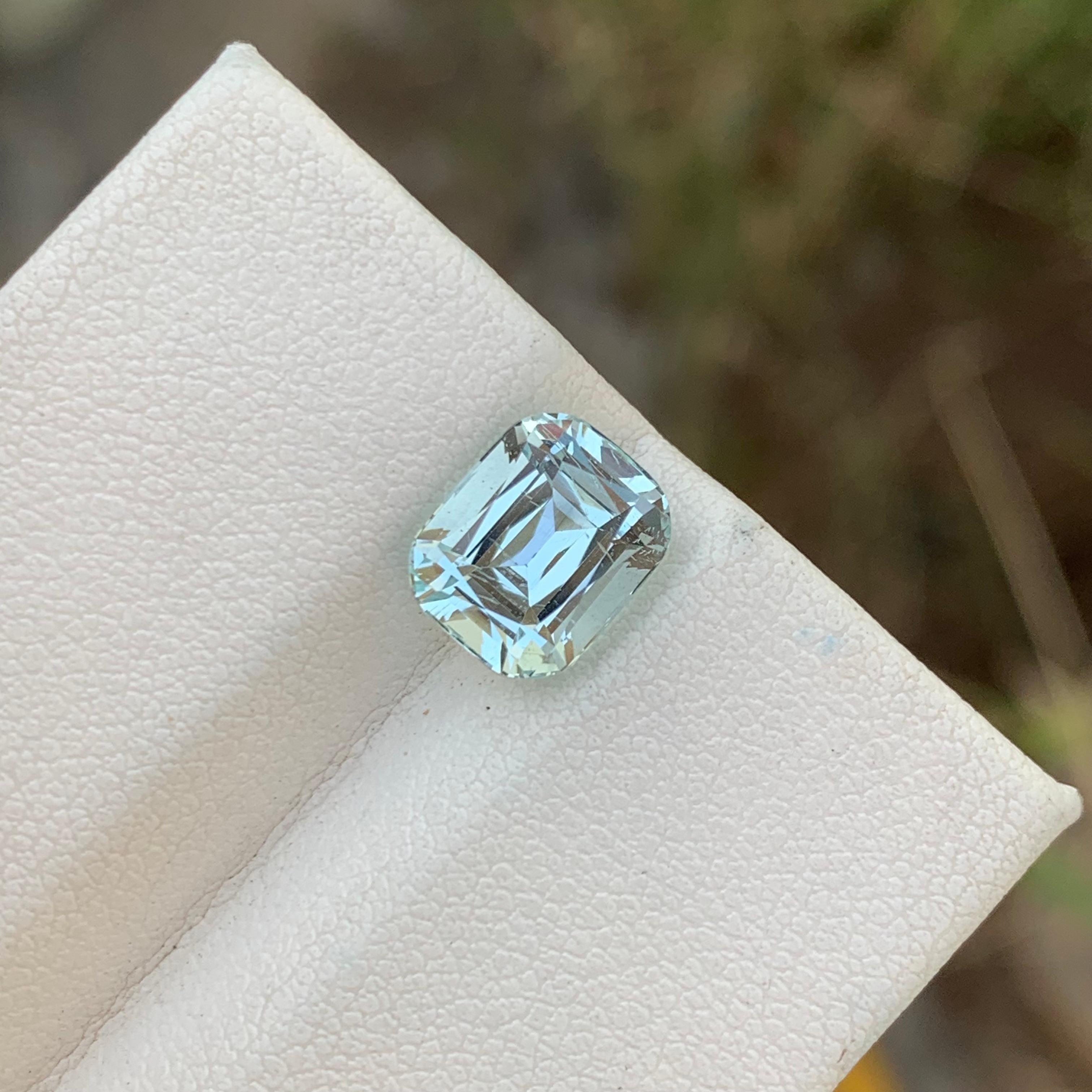 2.90 Carat Natural Faceted Aquamarine Cushion Cut From Pakistan Mine For Sale 4