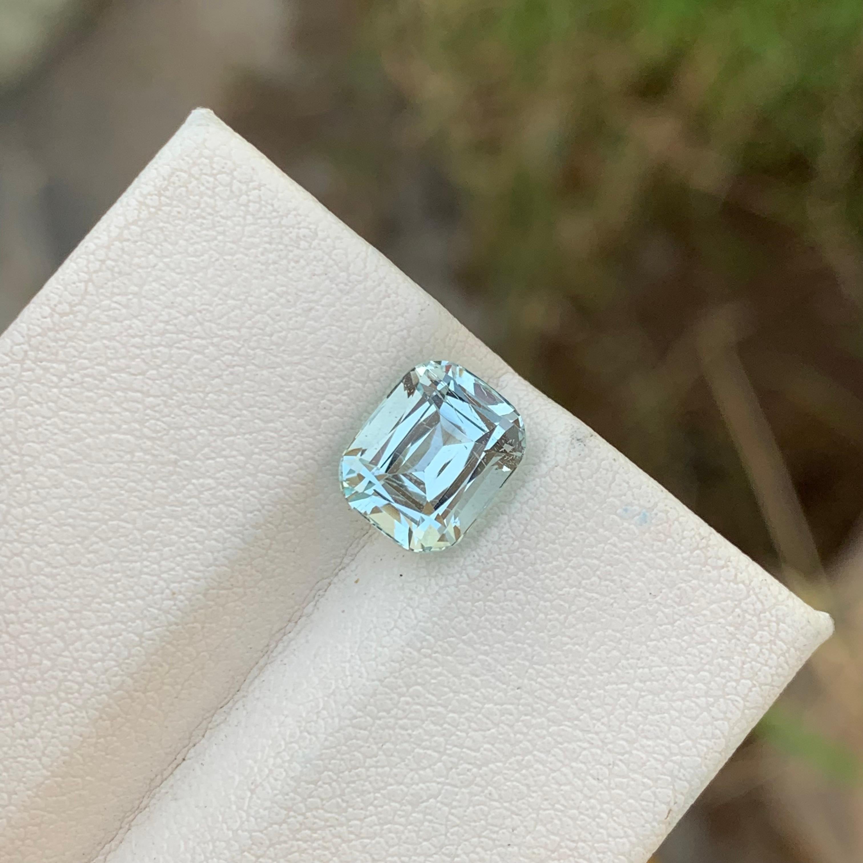 2.90 Carat Natural Faceted Aquamarine Cushion Cut From Pakistan Mine For Sale 5