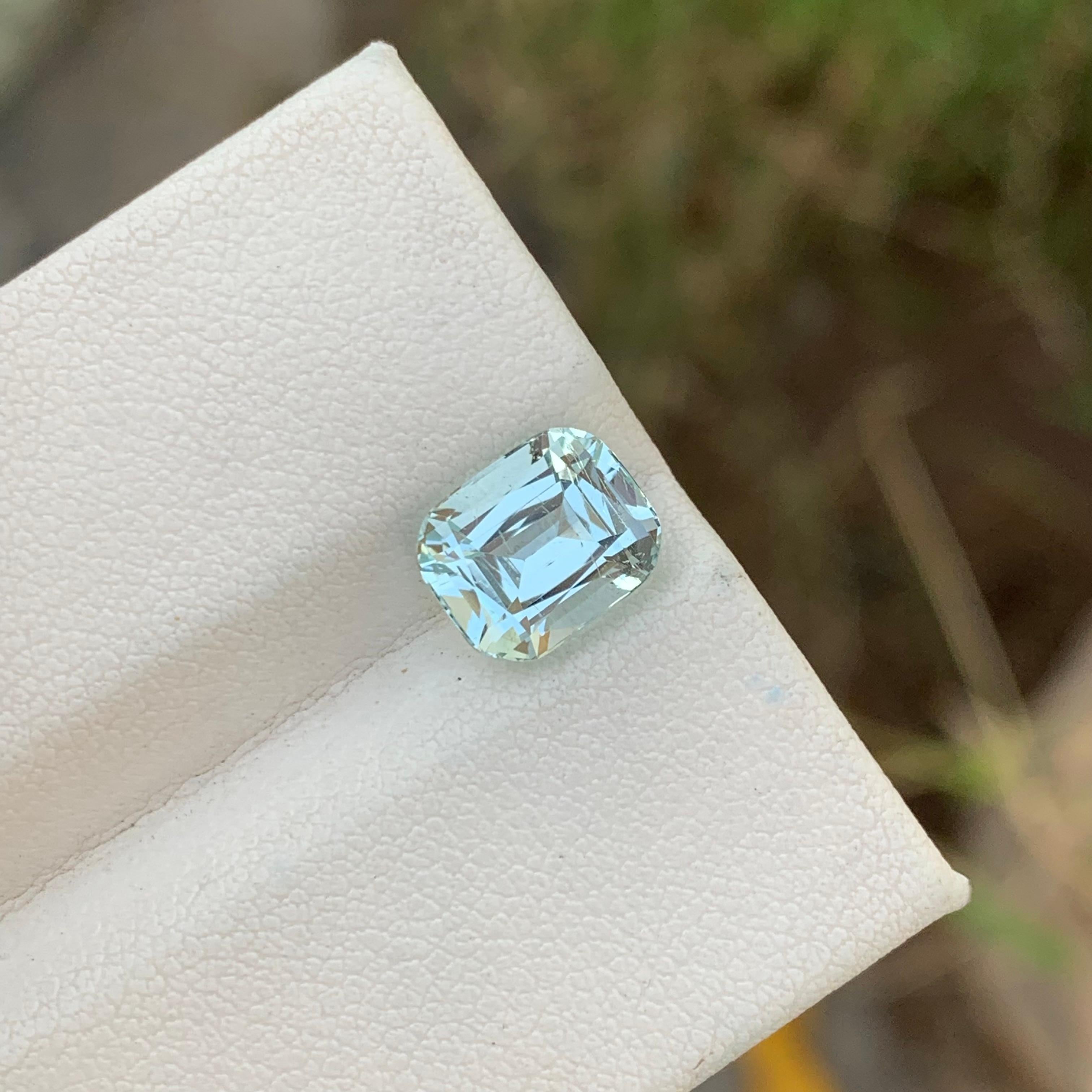 2.90 Carat Natural Faceted Aquamarine Cushion Cut From Pakistan Mine For Sale 6
