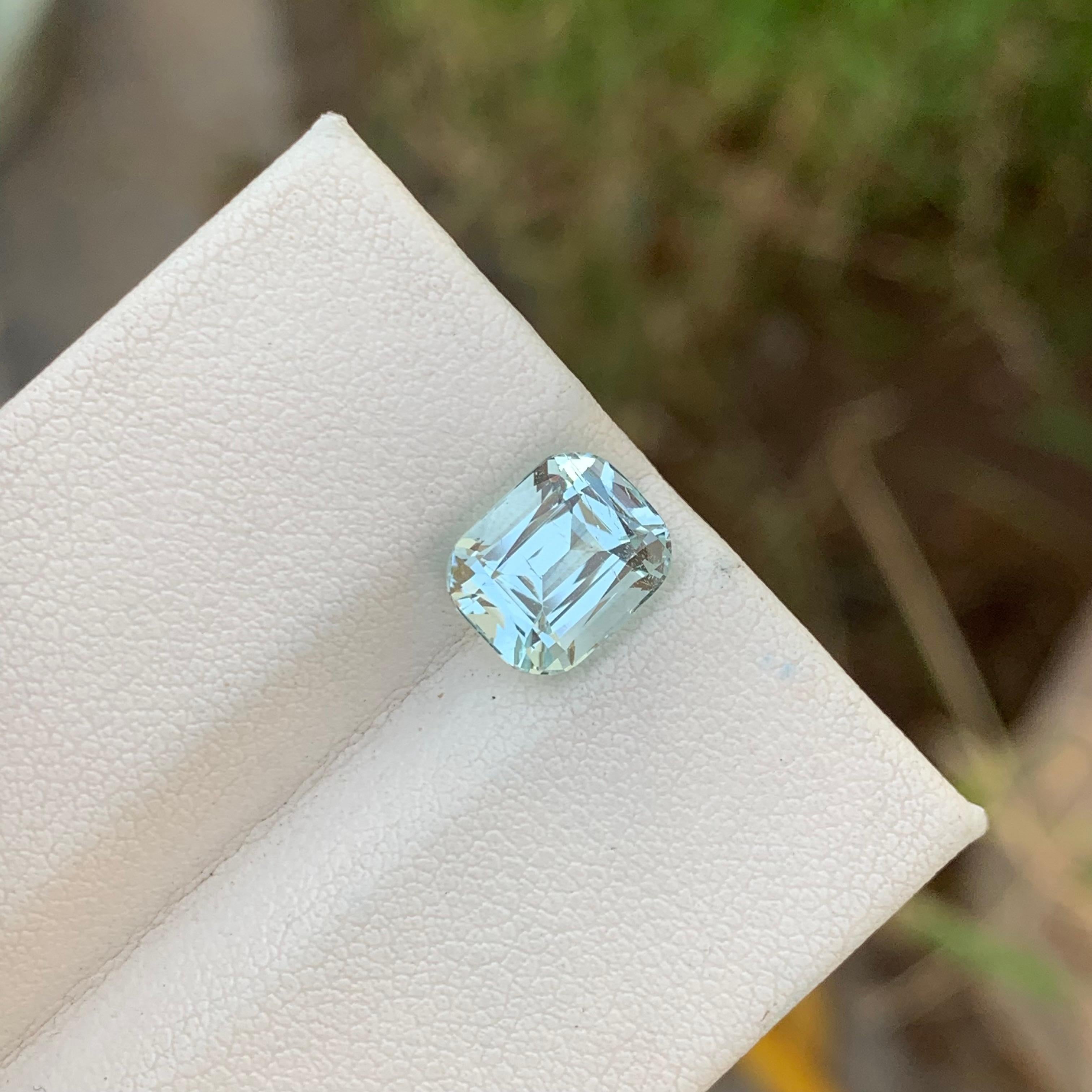 2.90 Carat Natural Faceted Aquamarine Cushion Cut From Pakistan Mine For Sale 7