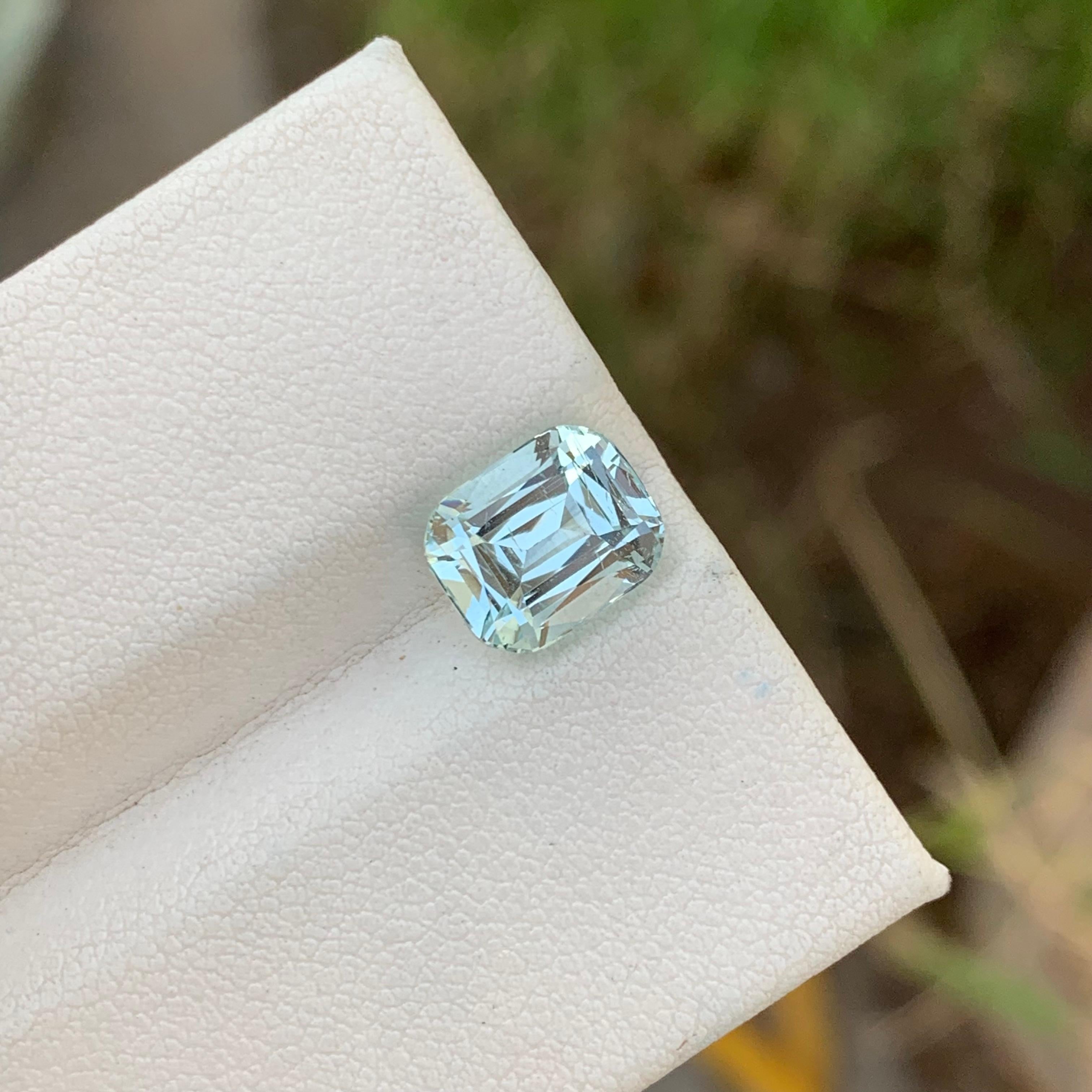 2.90 Carat Natural Faceted Aquamarine Cushion Cut From Pakistan Mine For Sale 8