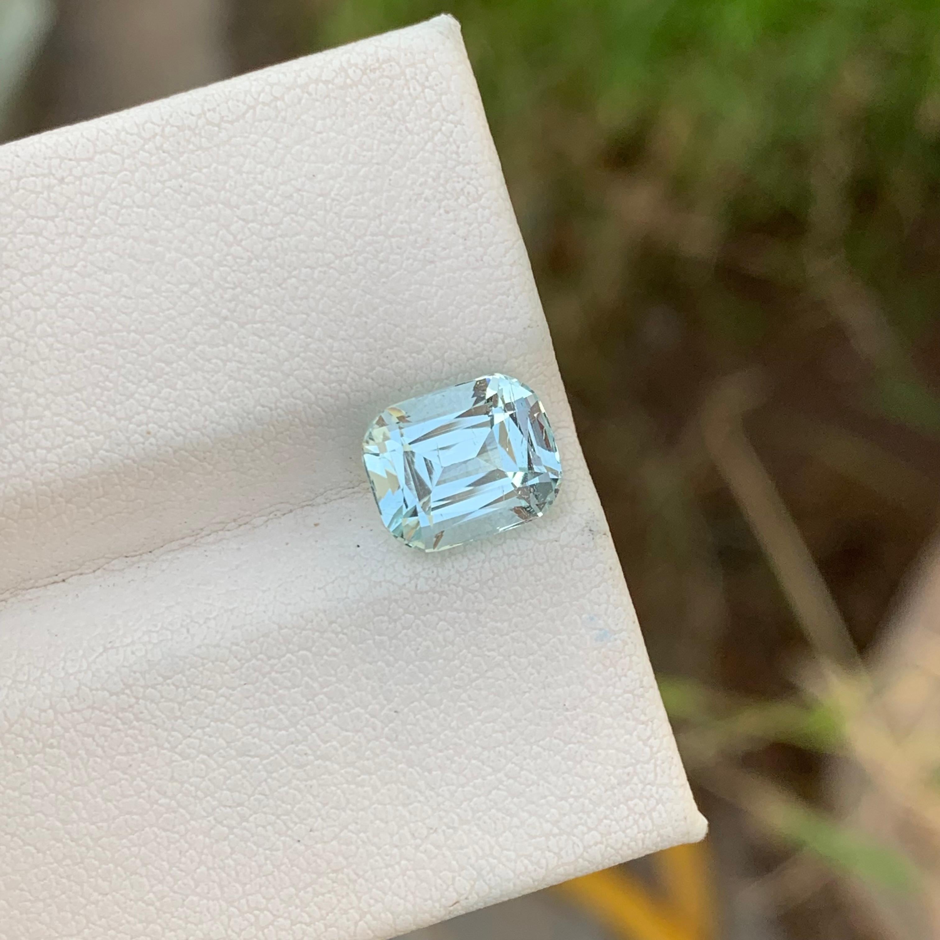 2.90 Carat Natural Faceted Aquamarine Cushion Cut From Pakistan Mine For Sale 9