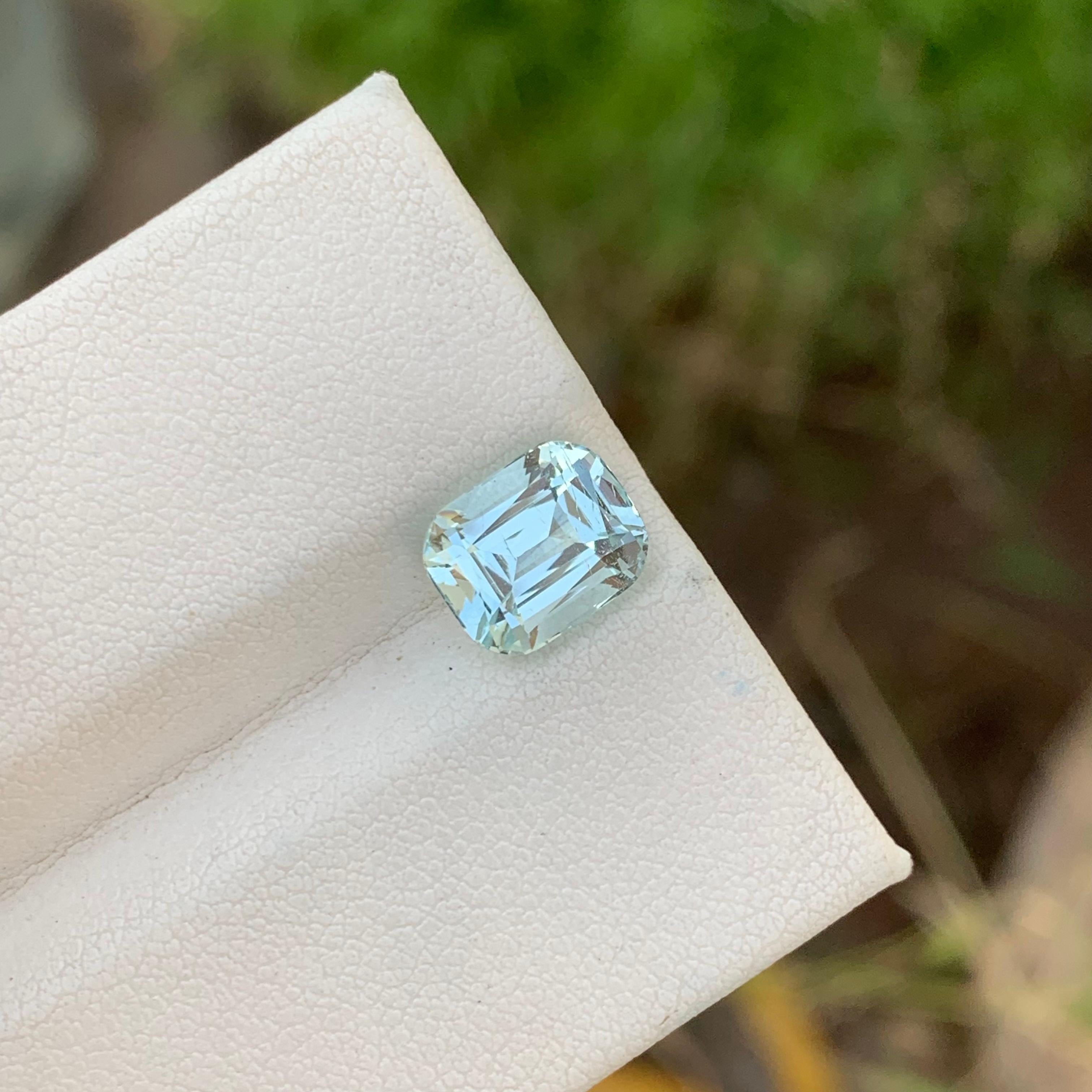 2.90 Carat Natural Faceted Aquamarine Cushion Cut From Pakistan Mine For Sale 10