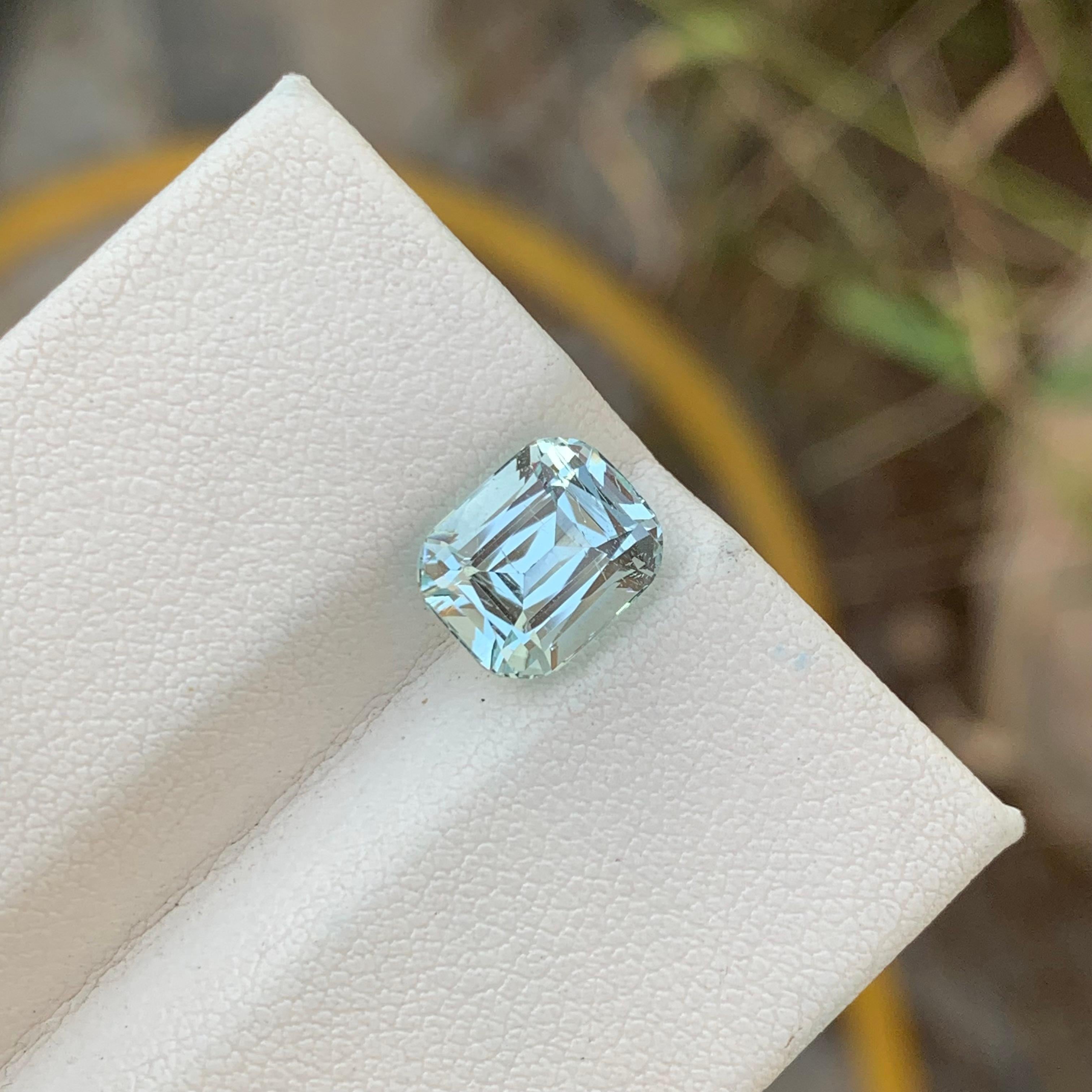 Loose Aquamarine 
Weight: 2.90 Carats 
Dimension: 9.1x7.5x6.1 Mm
Origin: Pakistan
Shape: Cushion 
Color: Light Blue 
Treatment; Non
Certificate: On Demand
Aquamarine is a mesmerizing and sought-after gemstone known for its stunning blue color