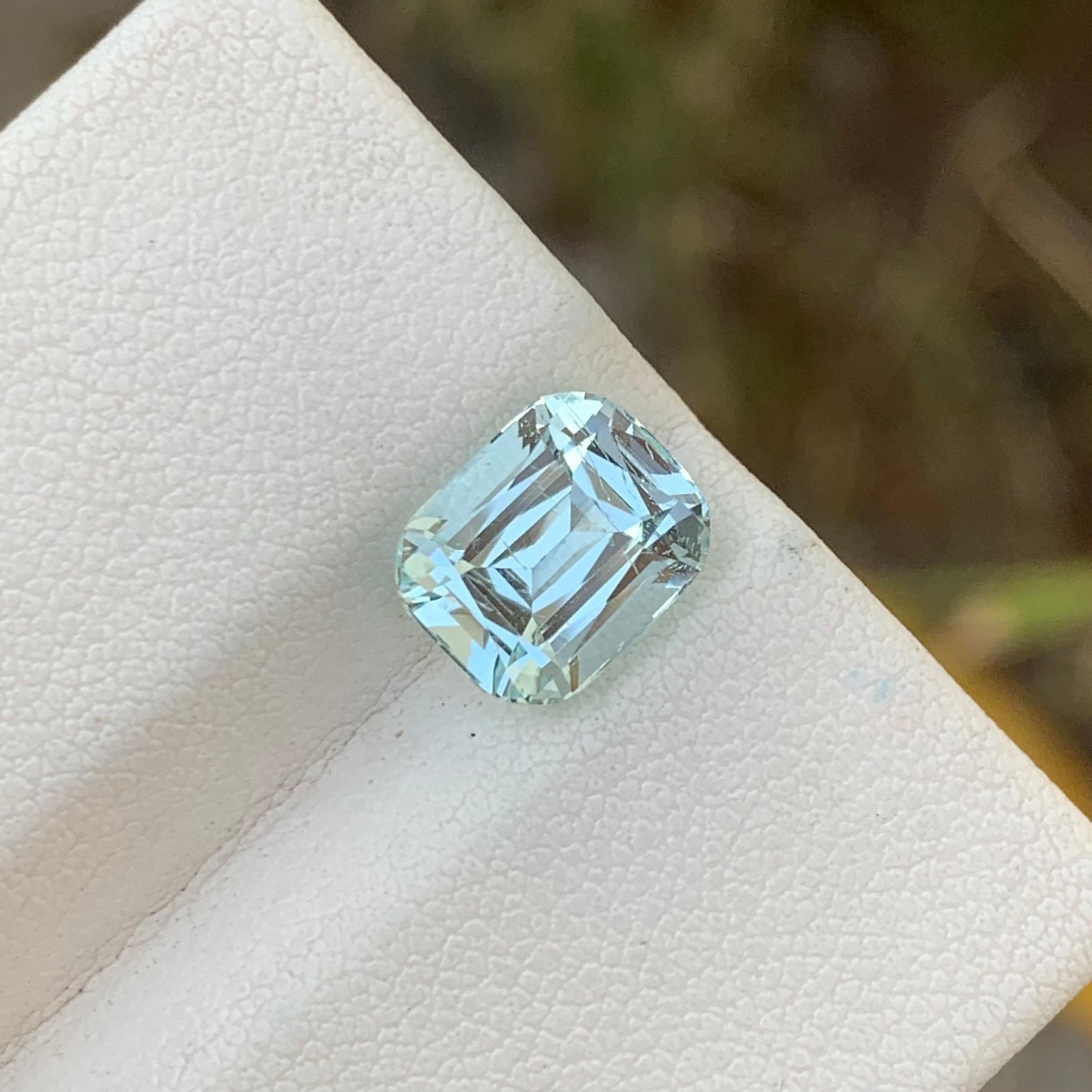 Women's or Men's 2.90 Carat Natural Faceted Aquamarine Cushion Cut From Pakistan Mine For Sale