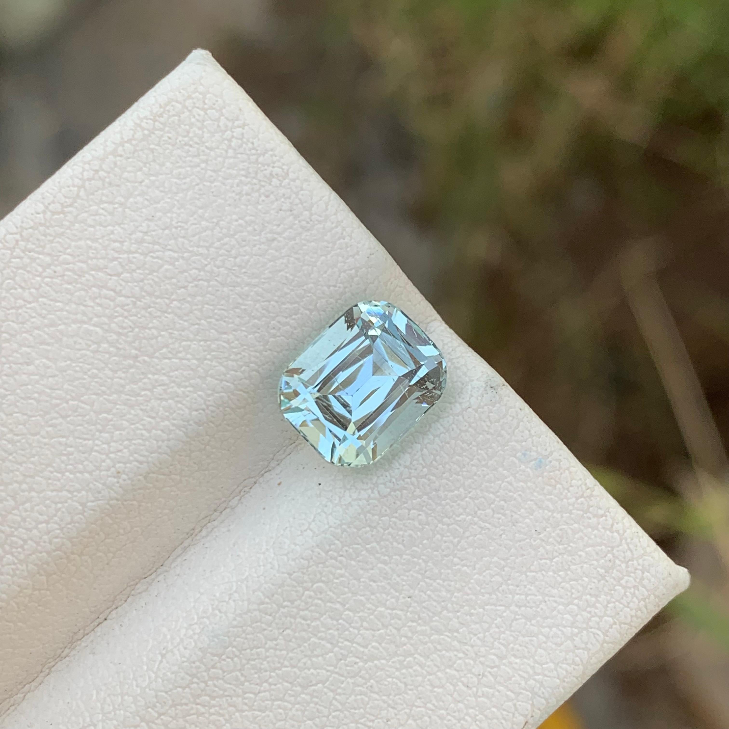 2.90 Carat Natural Faceted Aquamarine Cushion Cut From Pakistan Mine For Sale 3