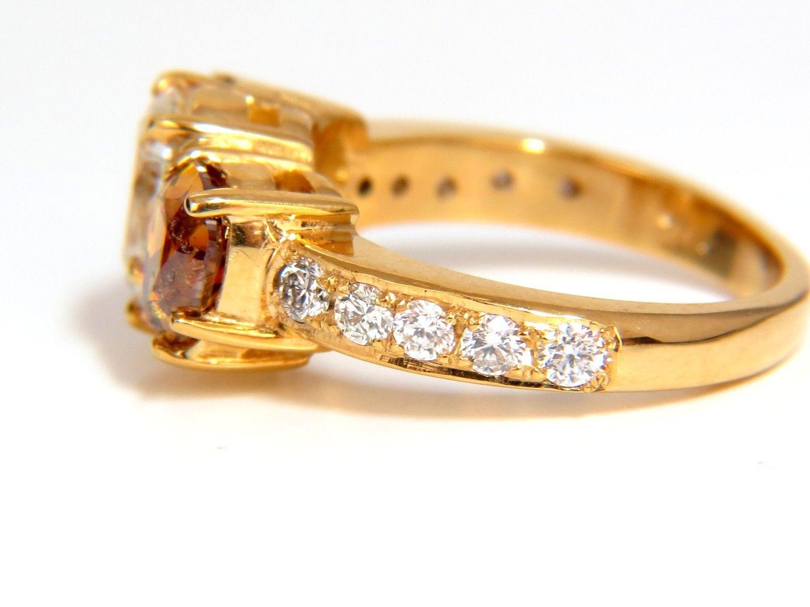 2.90 Carat Natural Fancy Vivid Yellow Brownish Diamond Pear Shape Ring 18 Karat For Sale 6