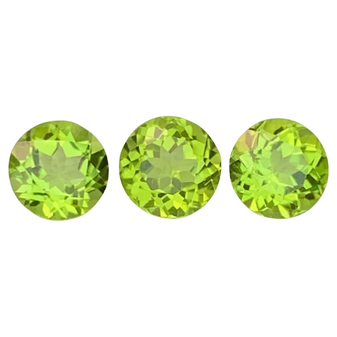 2,90 Karat Natürliche Lose 3 Stück Grüner Peridot Rundschliff Pakistanische Edelsteine