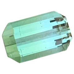 Tourmaline naturelle non sertie bicolore de 2,90 carats en forme d'émeraude pour bijoux 