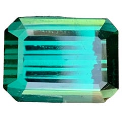 2.90 Carat Natural Loose Blue Green Tourmaline Emerald Shape Gemstone