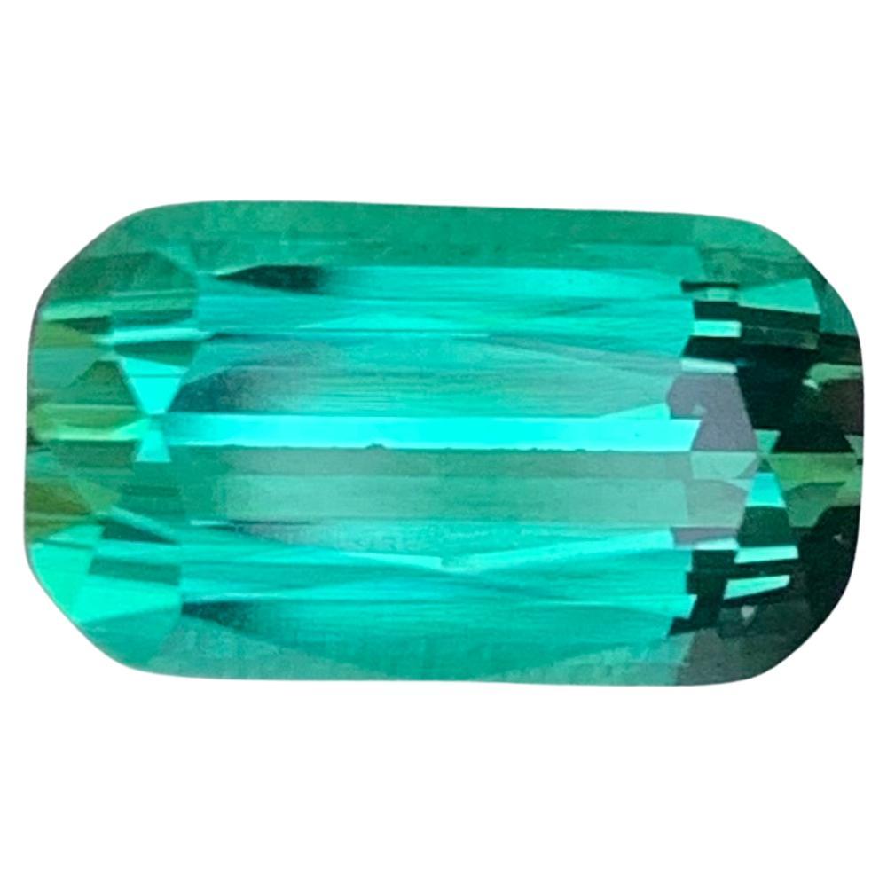 Gema natural suelta de turmalina verde azul de 2,90 quilates en forma de esmeralda larga