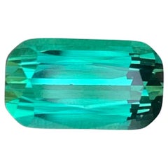 Gema natural suelta de turmalina verde azul de 2,90 quilates en forma de esmeralda larga