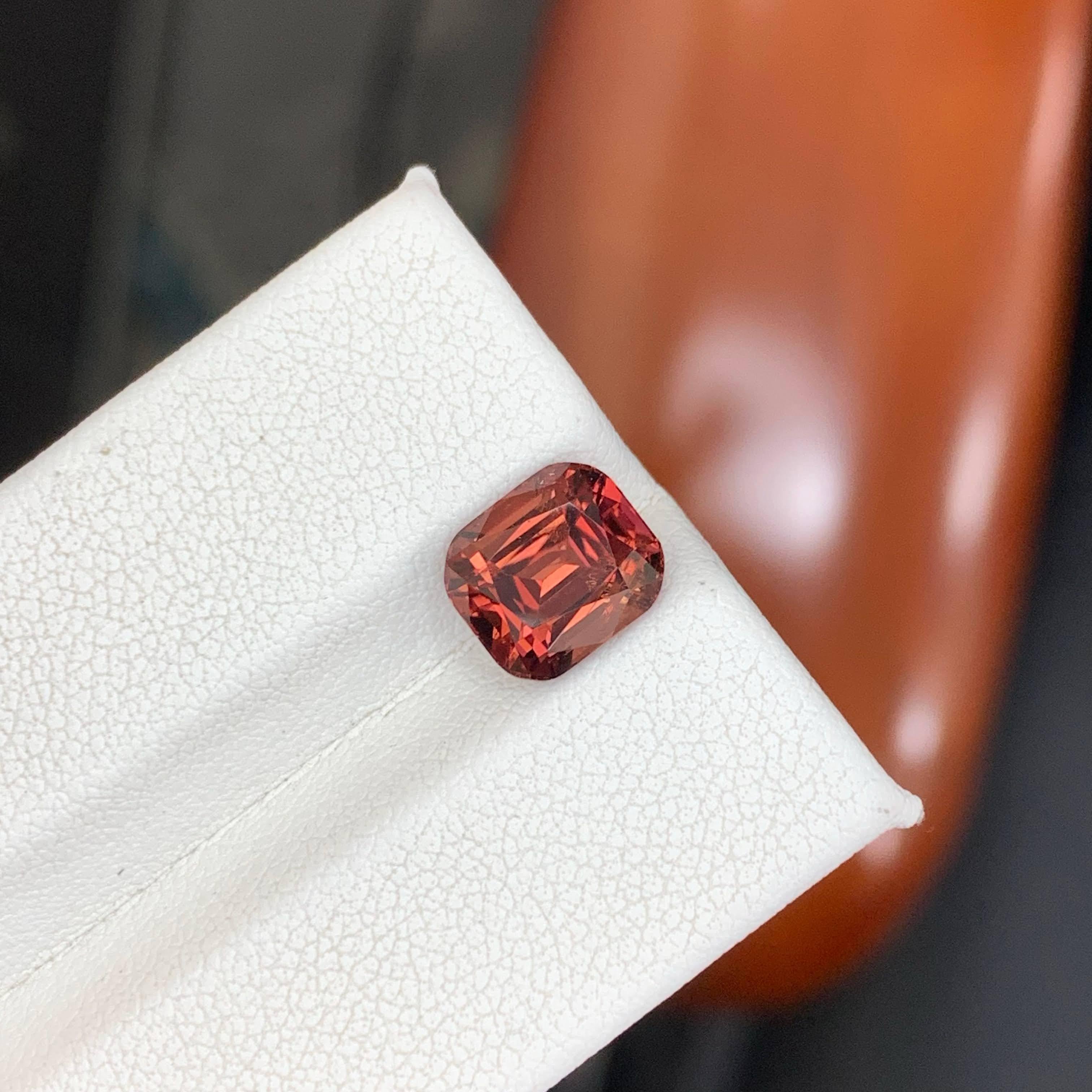 2.90 Carat Natural Loose Brownish Garnet Stone Cushion Cut African Gemstone en vente 5