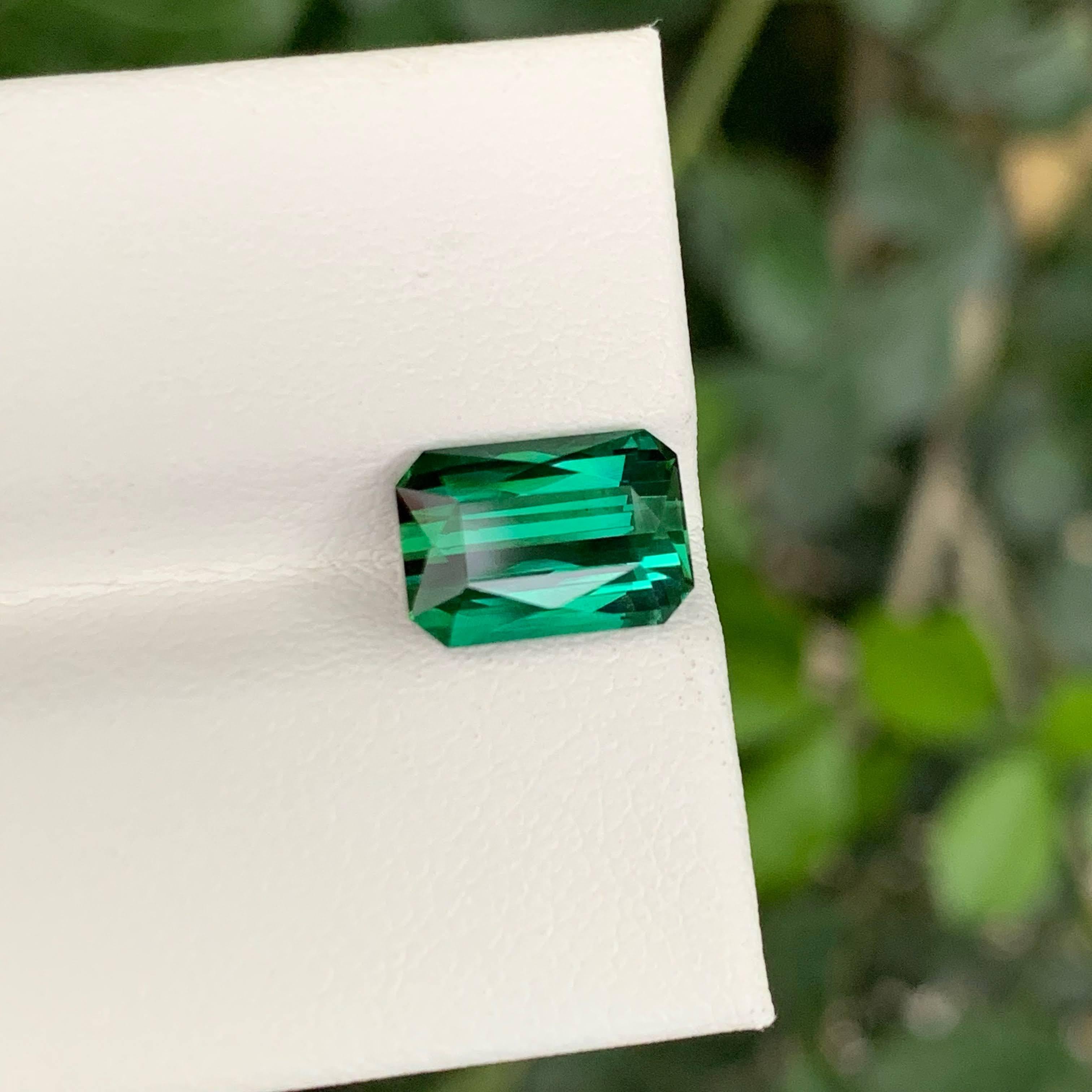 2,90 Karat Natürlicher Lose Grünlich Blauer Turmalin Smaragdschliff Afghani Edelstein im Angebot 5