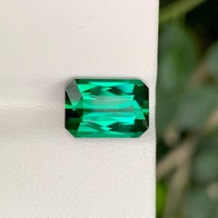 2.90 Carat Natural Loose Greenish Blue Tourmaline Emerald Cut Afghani Gemstone