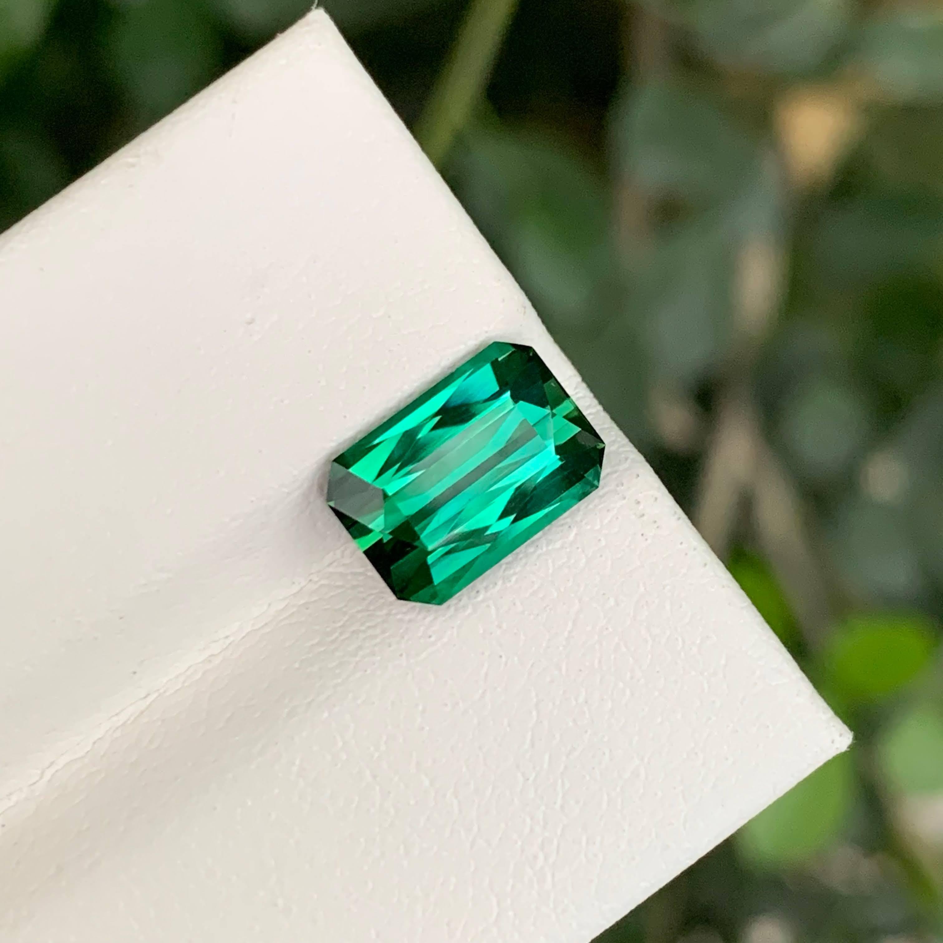 2,90 Karat Natürlicher Lose Grünlich Blauer Turmalin Smaragdschliff Afghani Edelstein für Damen oder Herren im Angebot